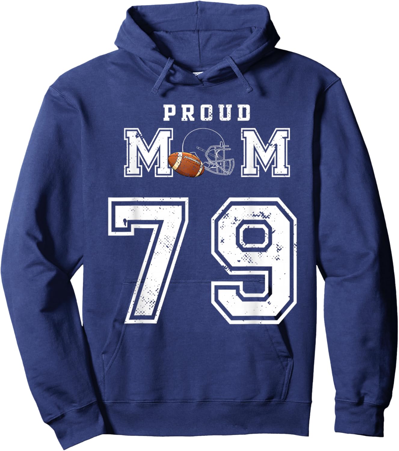 Custom Proud Football Mom Number 79 Personalized Hoodie - Hoodie | Navy
