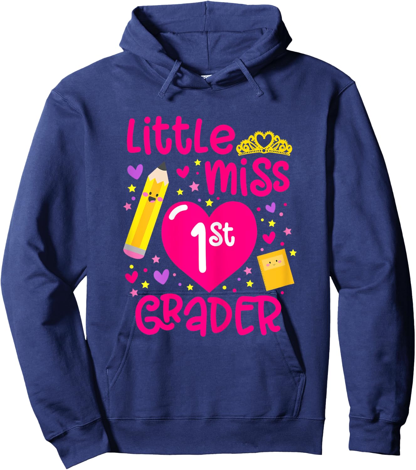 Little Miss 1st Grader 1st Grade Girl First Day Of School Hoodie - Hoodie | Navy