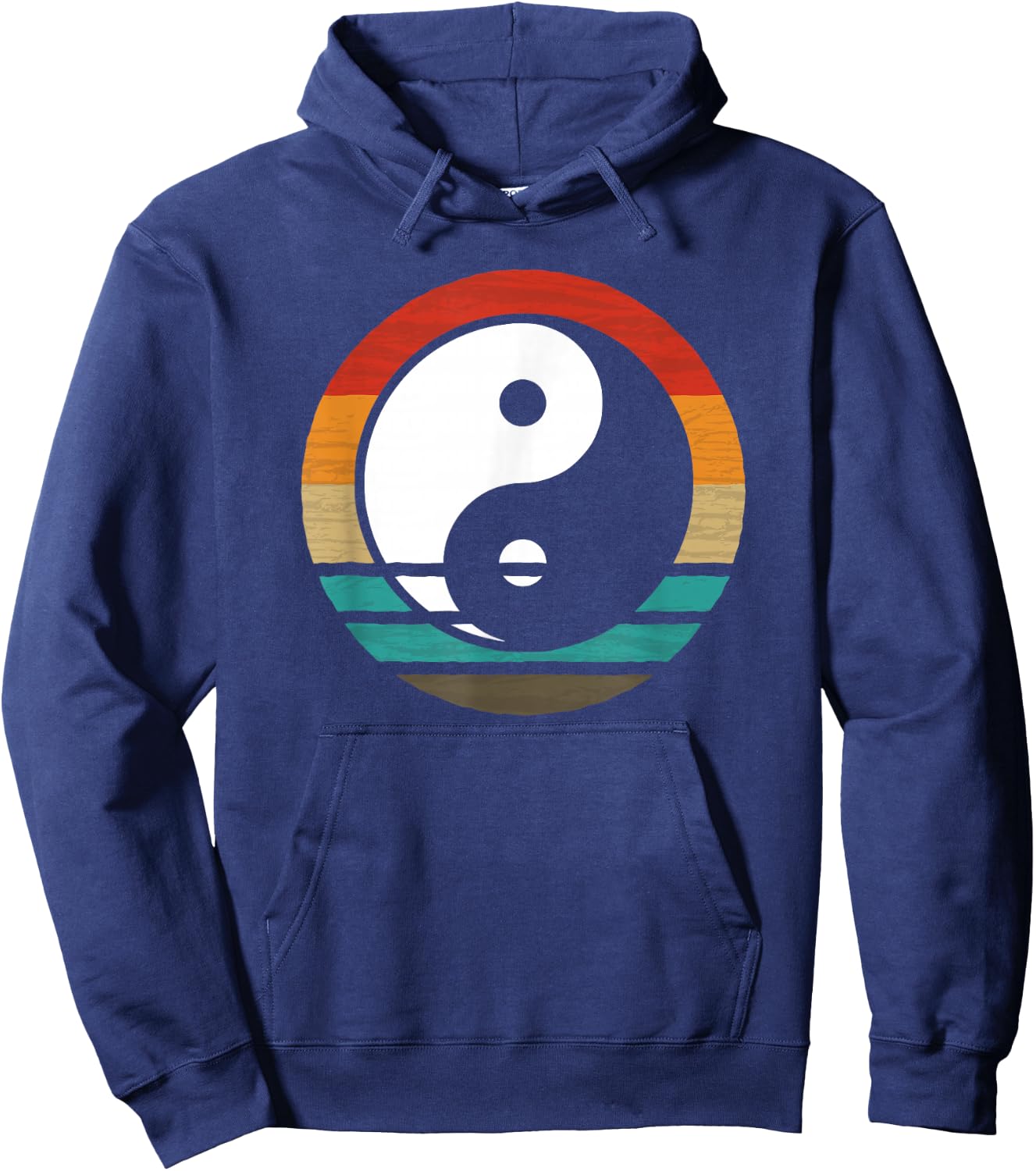 Yin Yang Retro Style Vintage Hoodie - Hoodie | Navy