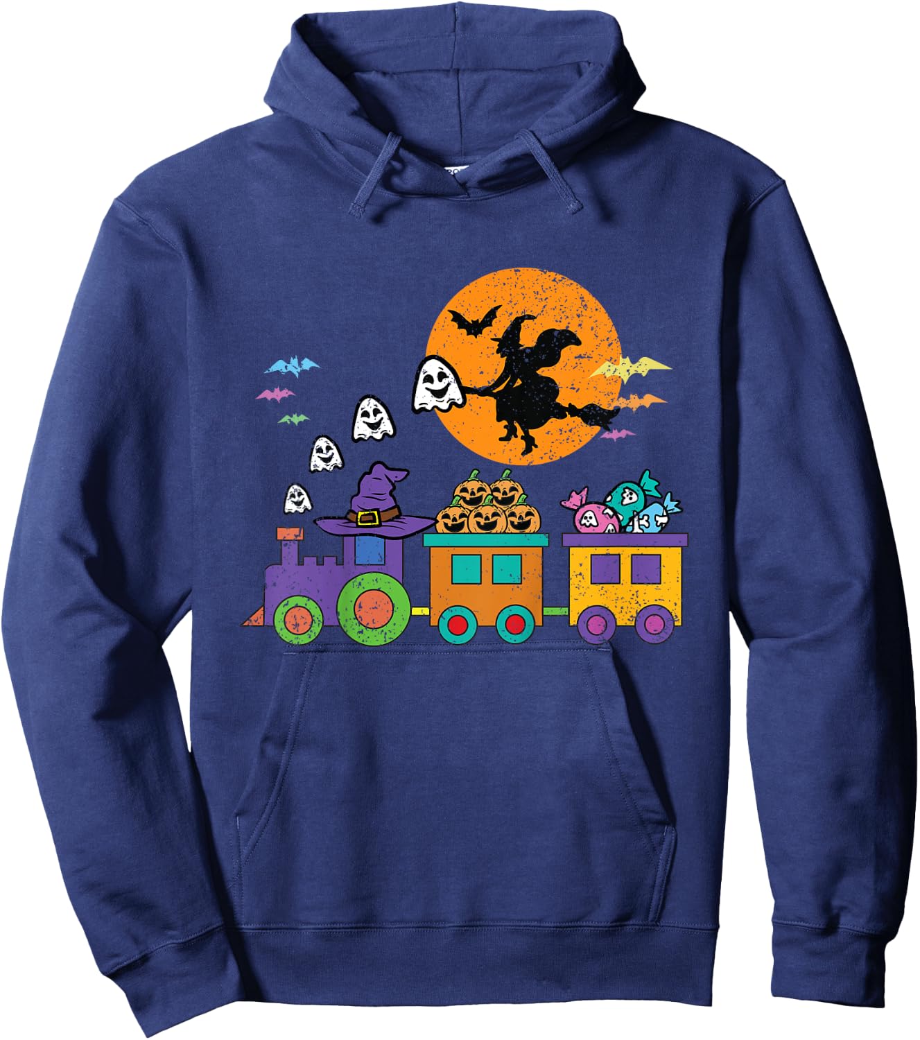 Halloween Train Witch Ghost Pumpkin Toddler Boys Girls Hoodie - Hoodie | Navy
