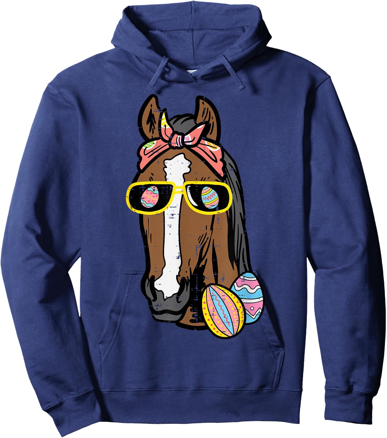 Easter Horse Face Cowgirl Equestrian Women Girls Kids Teen Hoodie - Hoodie | Navy
