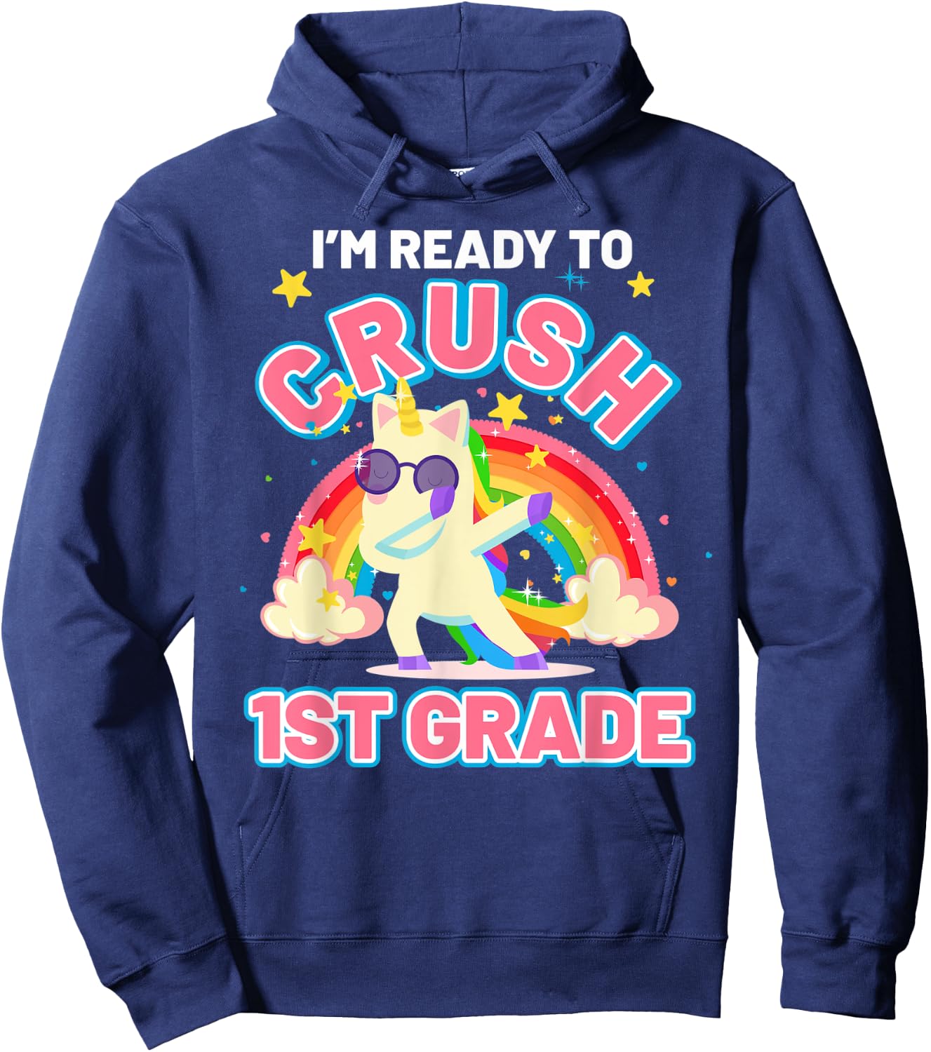 Welcome Back To School Unicorn Crushing 1st Grade Hoodie - Hoodie | Navy