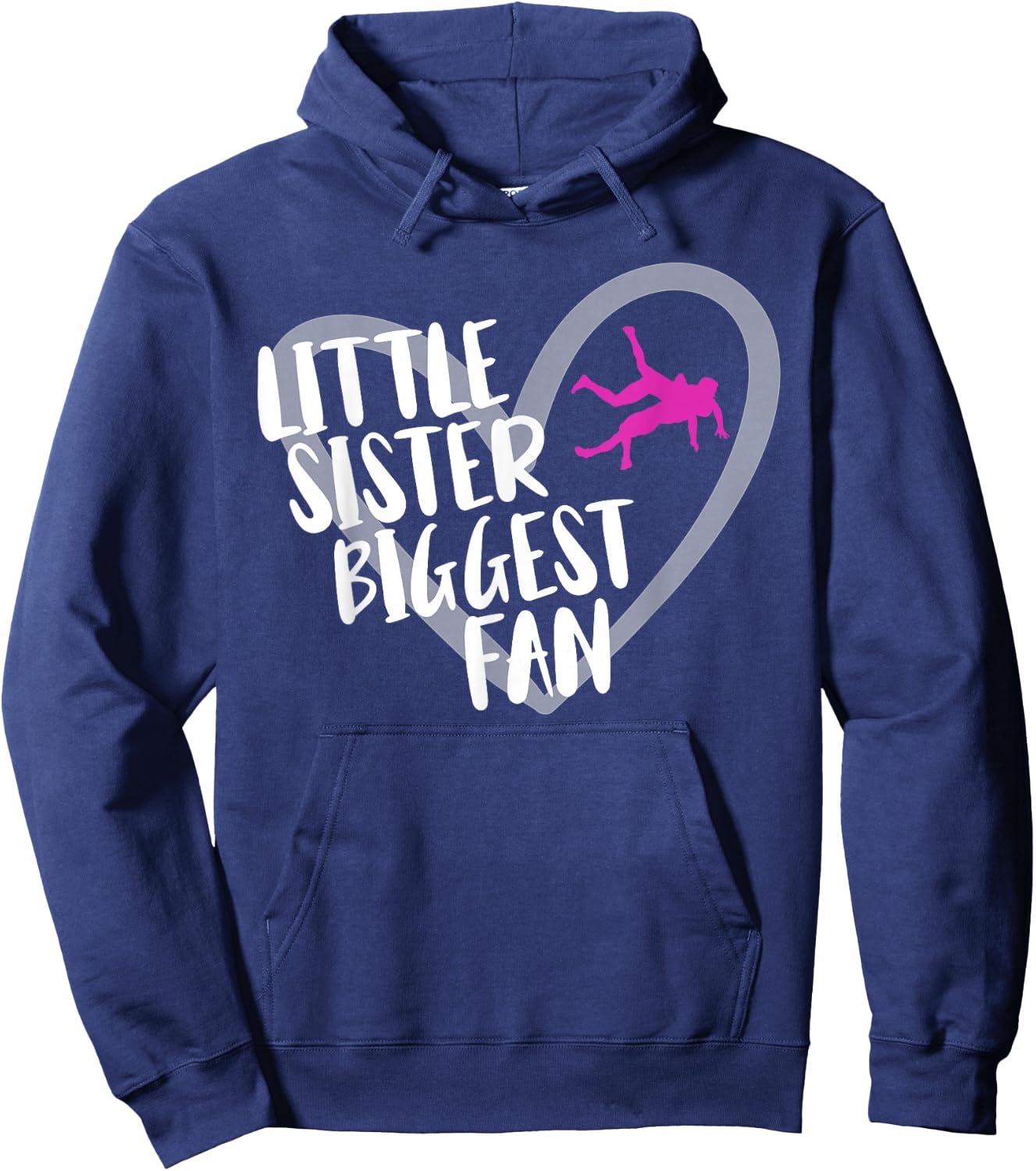Wrestling Sister Heart Little Sister Biggest Fan Hoodie - Hoodie | Navy
