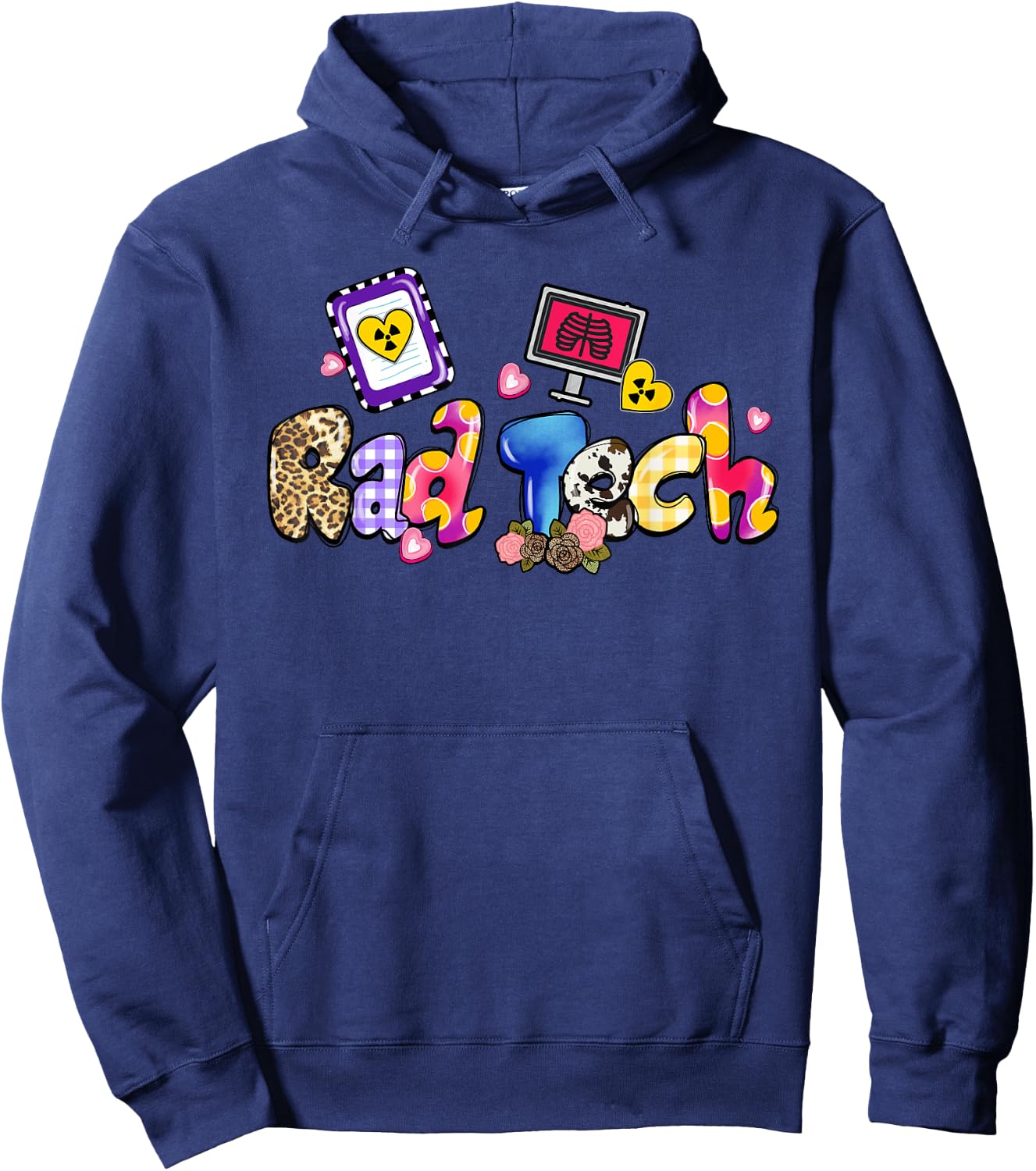 Rad Tech Leopard Funny Rad Tech Gifts Hoodie - Hoodie | Navy