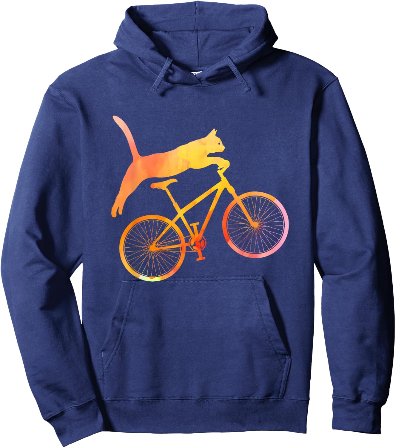 Animals Riding Bikes Cat on a Bike Funny Cat for Cyclists, -Adults & Kids, Black, Short Sleeve, Classic Fit Hoodie - Hoodie | Navy