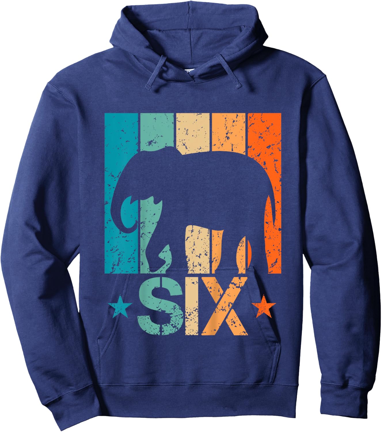 Funny 6th Elephant Birthday 6 Year Old Birthday Elephant Hoodie - Hoodie | Navy