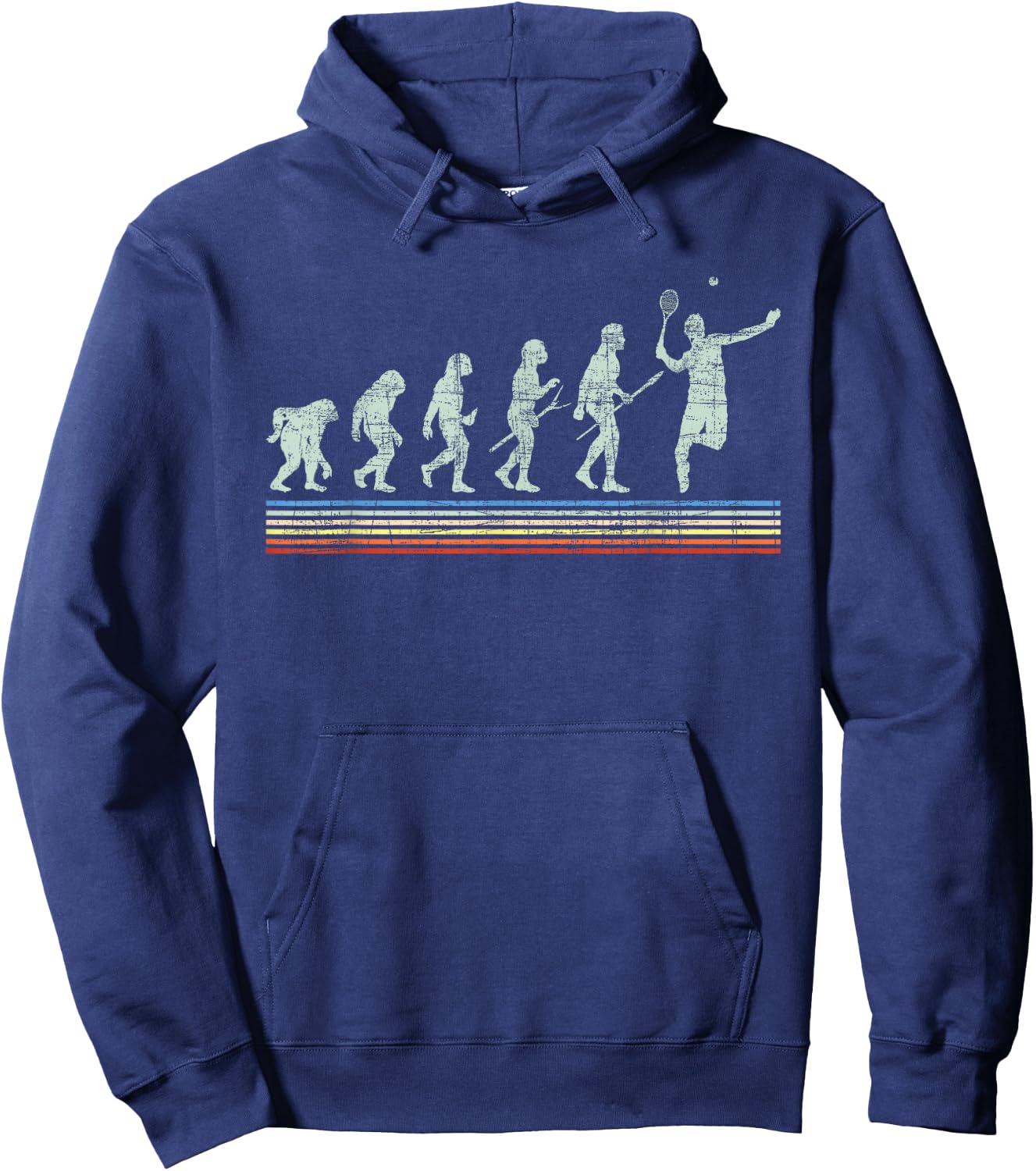 Retro Tennis Player Evolution - Racket Game Sports Lover Hoodie - Hoodie | Navy