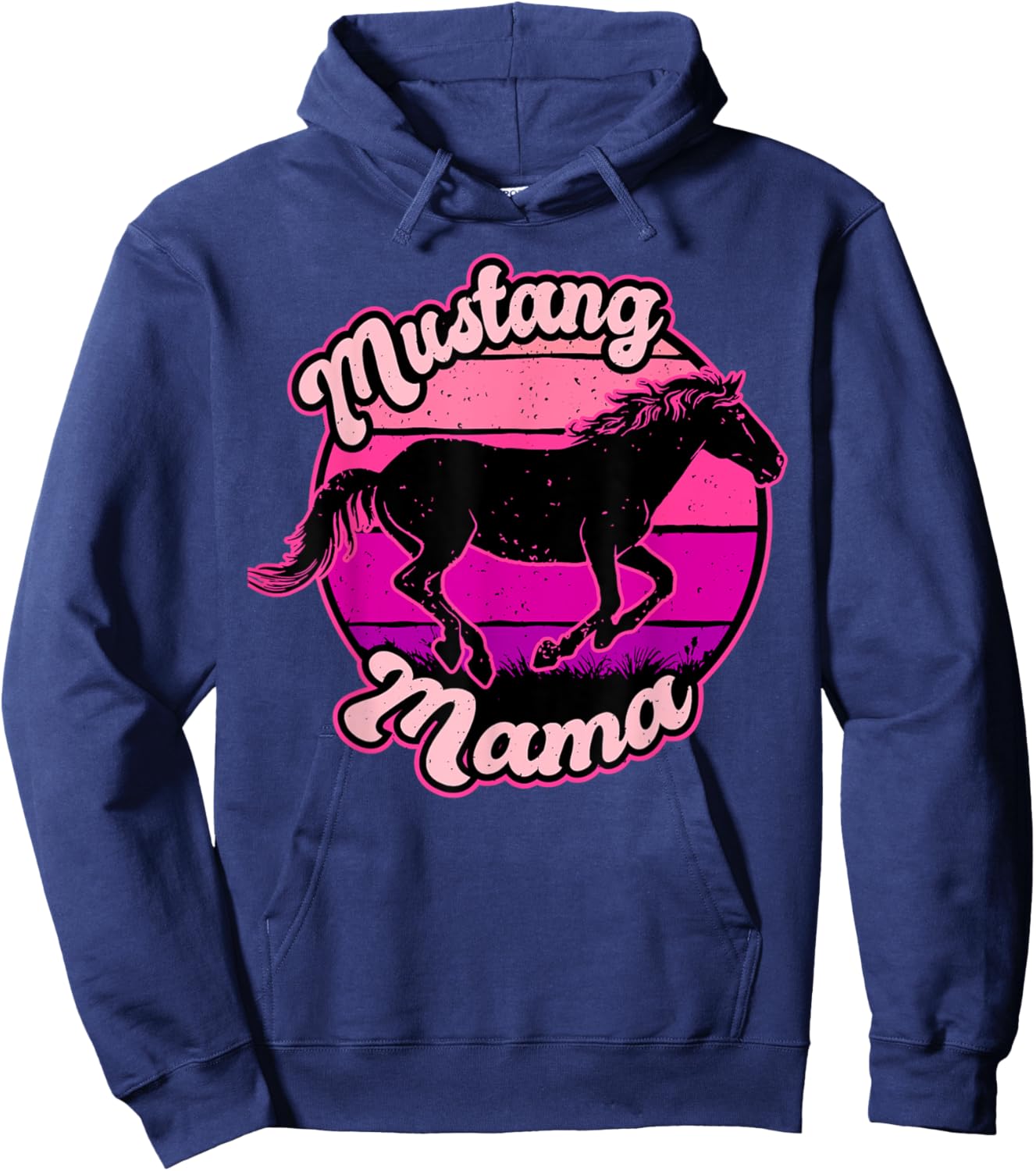 Mustang Mama, Mother Day, Mum, Horse Lover, Western, Retro Hoodie - Hoodie | Navy