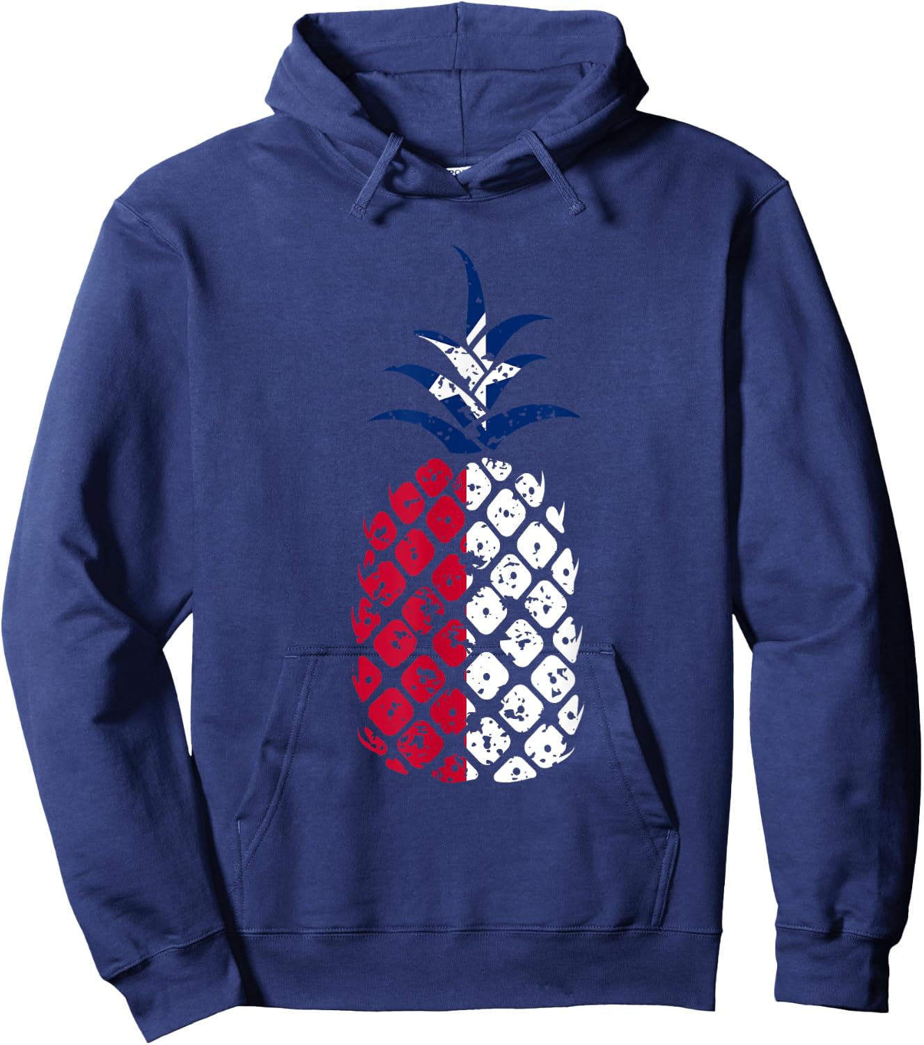 Texas Flag Pineapple | Distressed Tropical Fruit Texan Girl Hoodie - Hoodie | Navy