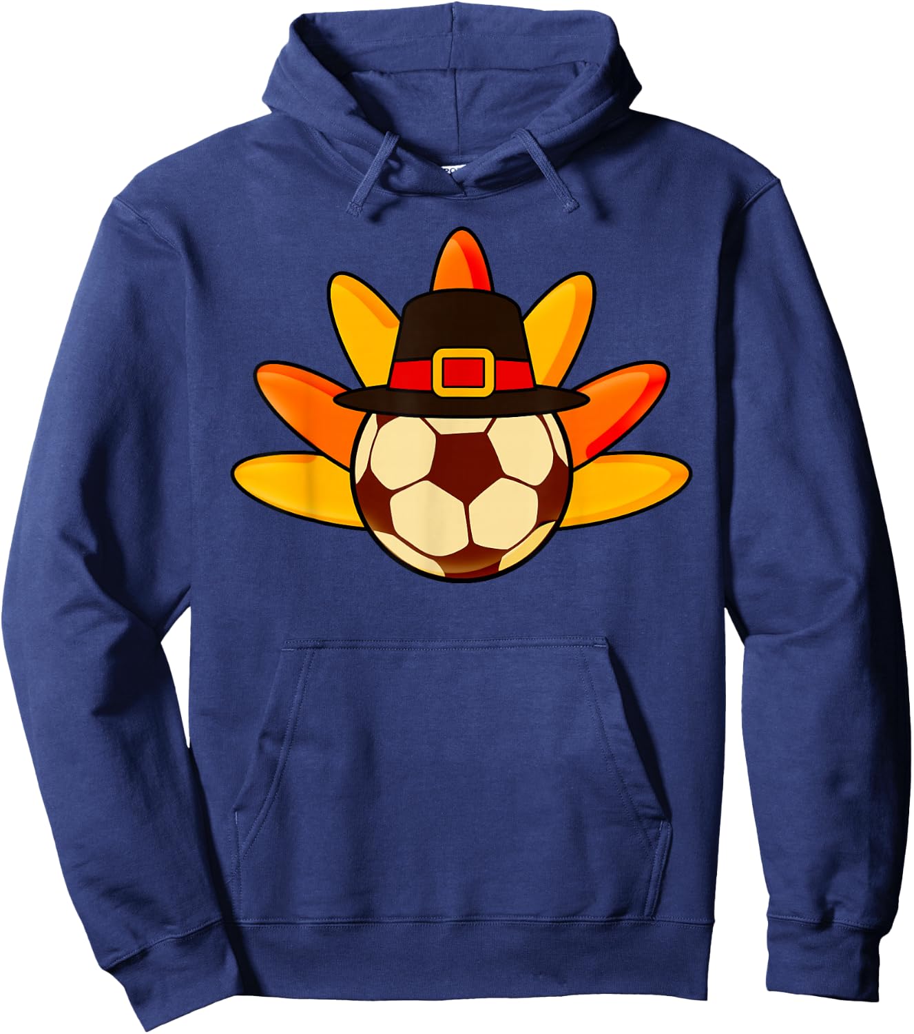 Cute Turkey Soccer Ball for Toddler Soccer Thanksgiving Day Hoodie - Hoodie | Navy