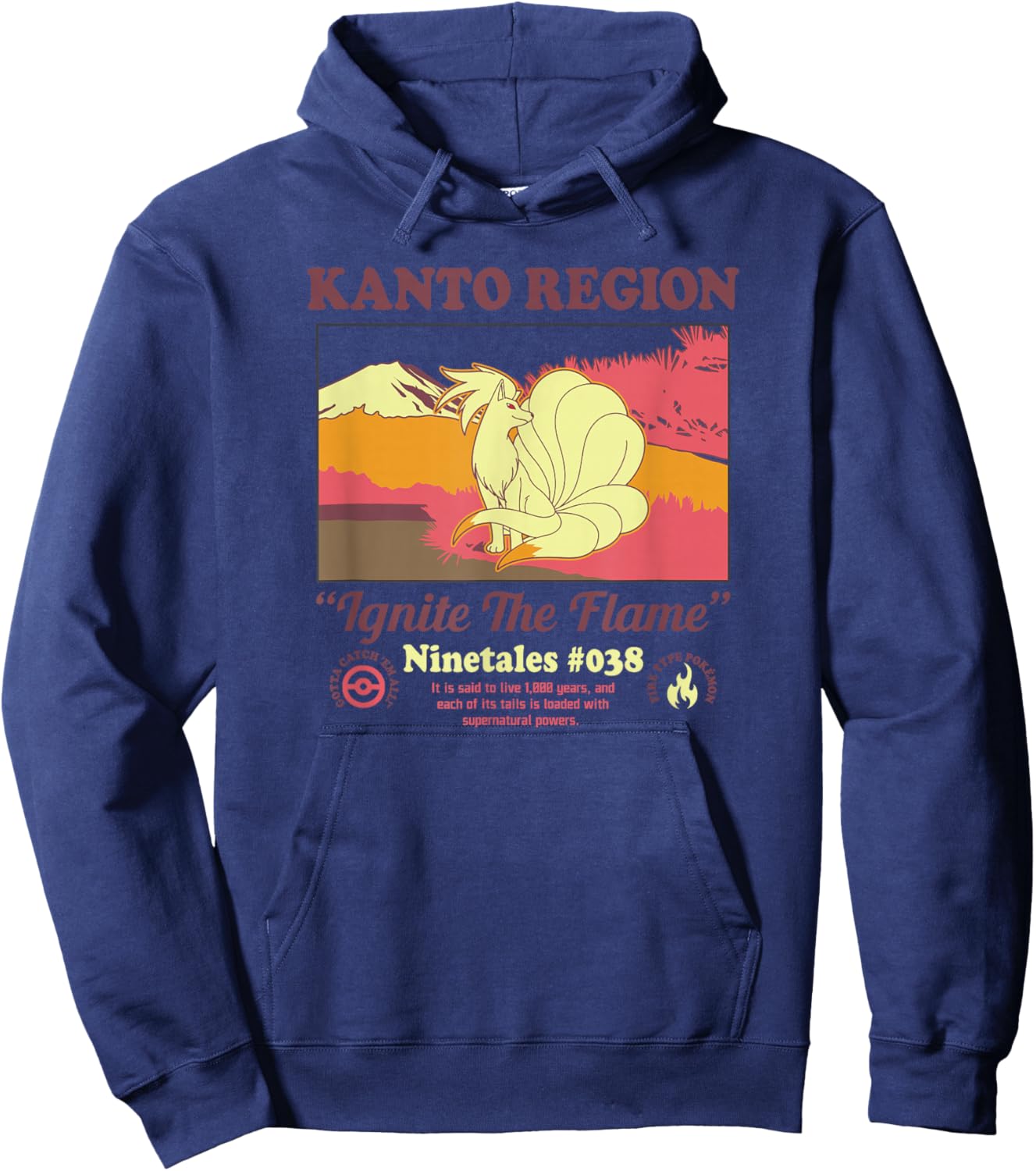 Pokémon Ninetales Kanto Region Ignite The Flame Portrait Hoodie - Hoodie | Navy