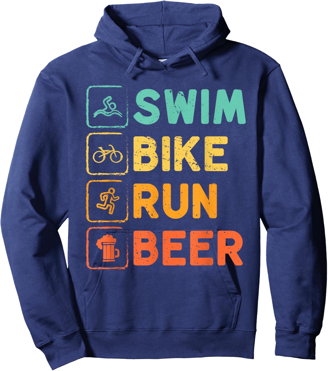 Swim Bike Run Beer Triathlon Athlete Swim Run Bike Hoodie - Hoodie | Navy