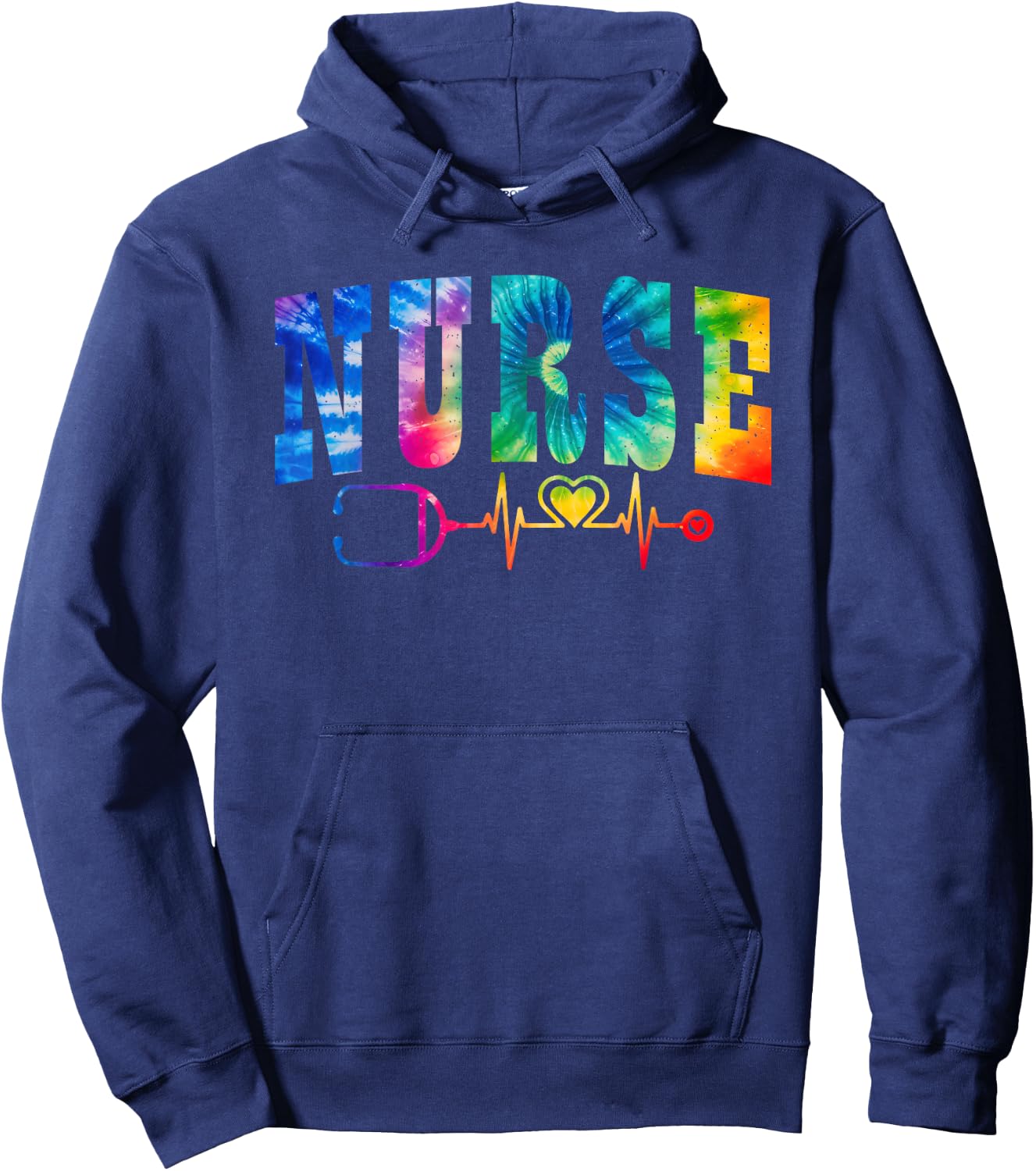 Nurse's Life Tie Dye Heart Stethoscope Nurse Week 2025 Hoodie - Hoodie | Navy