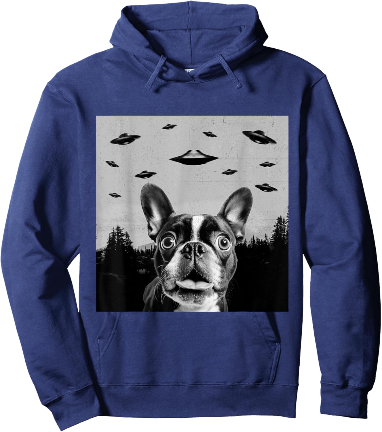 Alien UFO Funny Frenchton Dog Lover Men Women Kids Hoodie - Hoodie | Navy