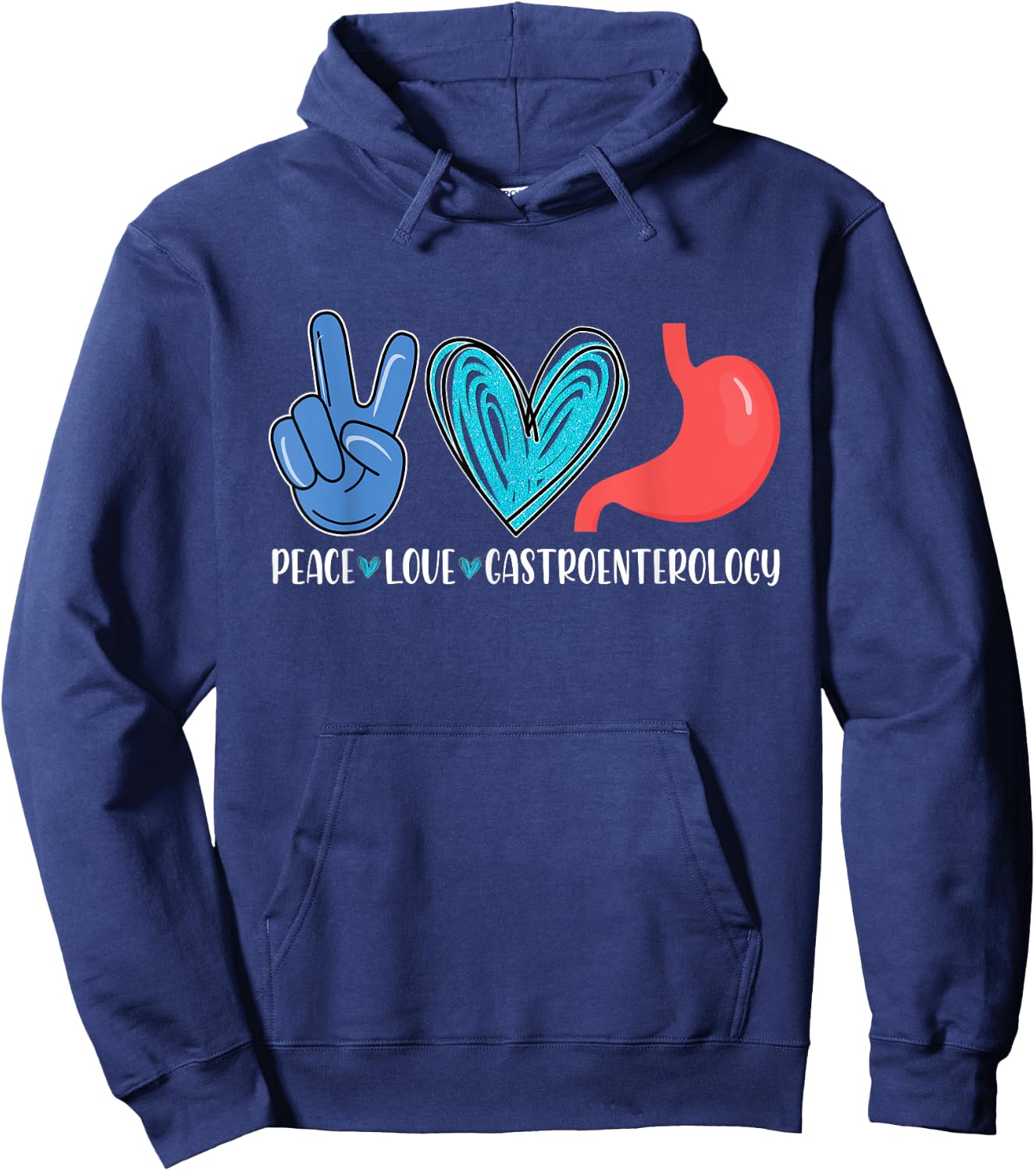 Peace Love Gastroenterology | Gastro Gastroenterologist Hoodie - Hoodie | Navy