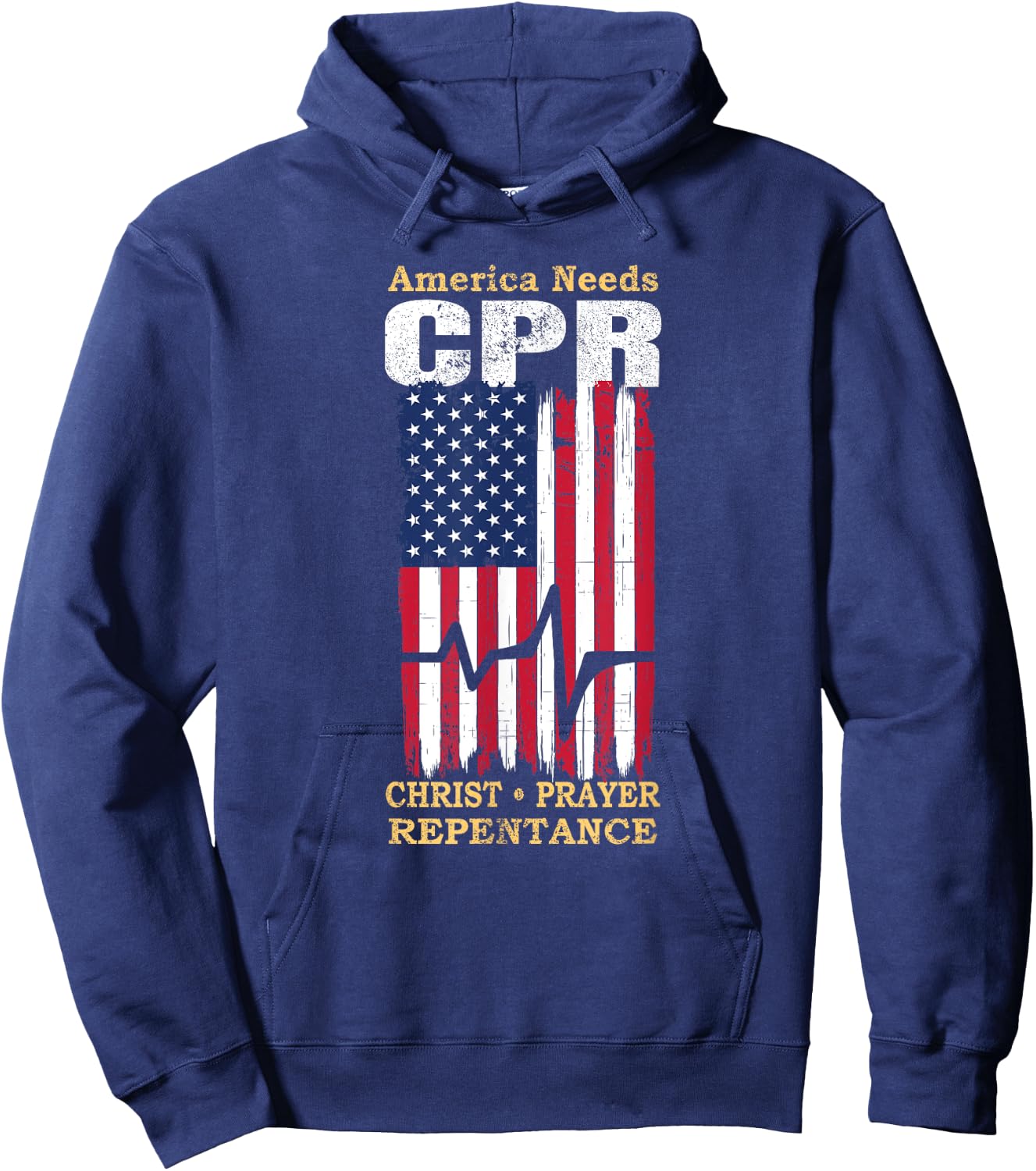 America Needs CPR Christ Prayer Repentance Christian Savior Hoodie - Hoodie | Navy