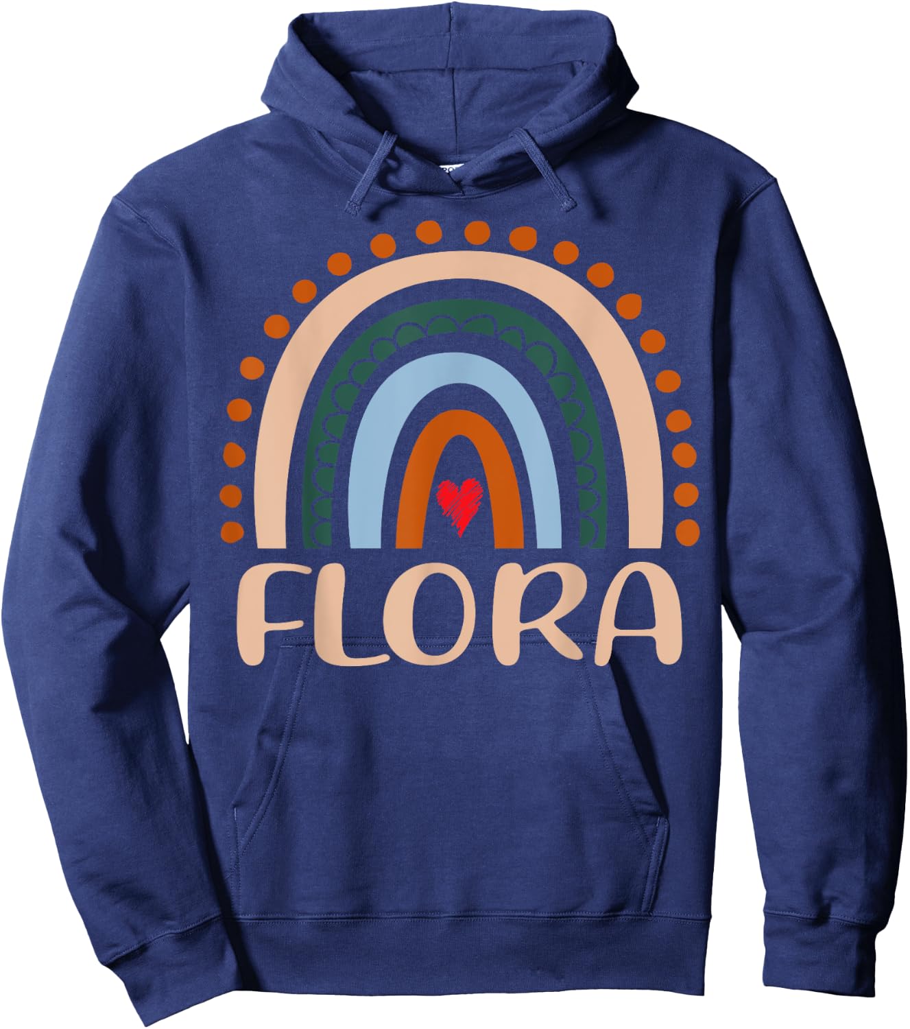 Flora Name Personalized Funny Women Rainbow Flora Hoodie - Hoodie | Navy