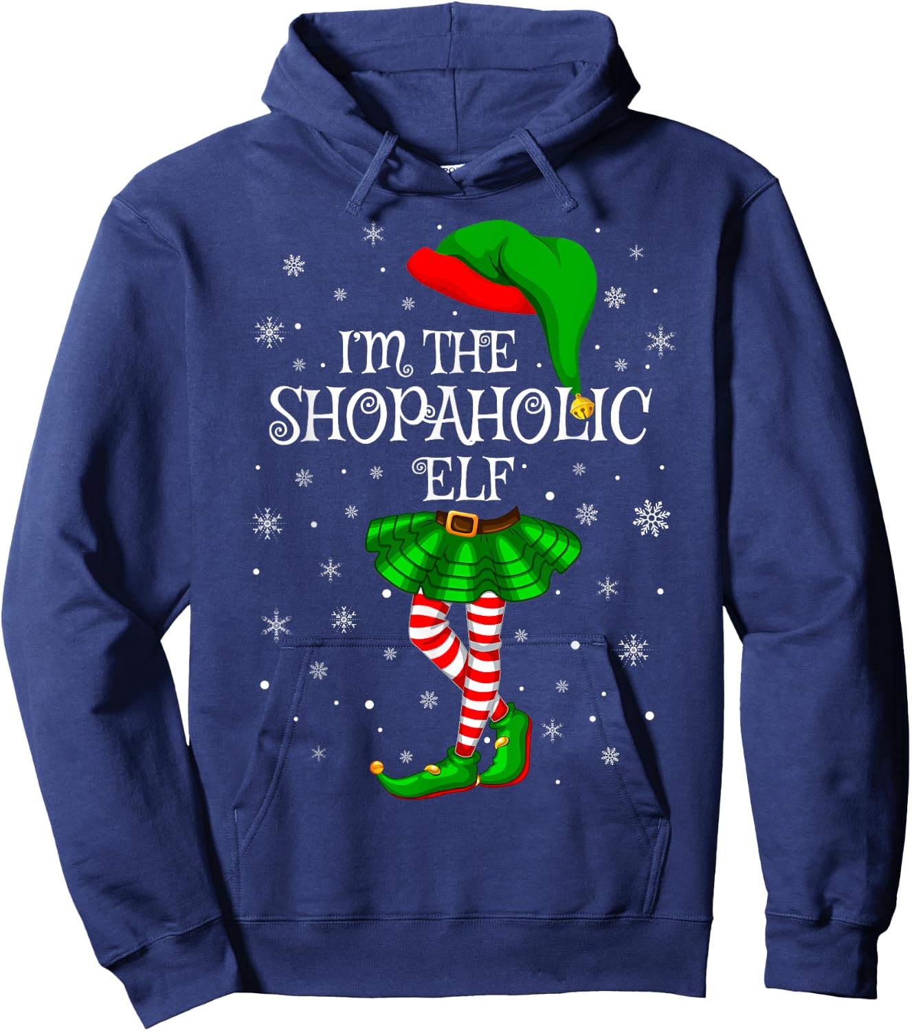 Matching Family Group I'm The Shopaholic Elf Christmas Hoodie - Hoodie | Navy