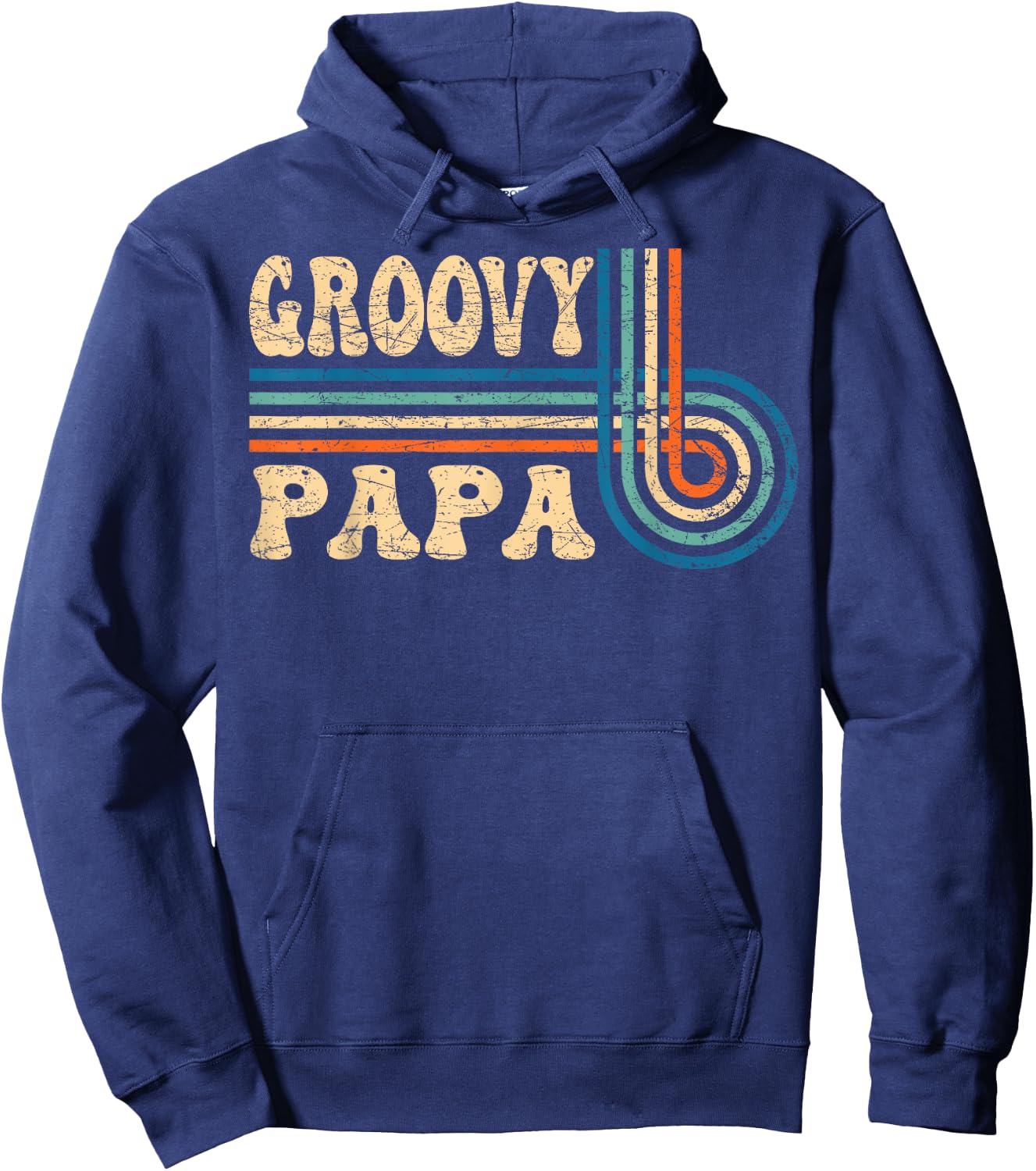 Groovy Papa 70s Aesthetic Nostalgia 1970's Retro Groovy Dad Hoodie - Hoodie | Navy