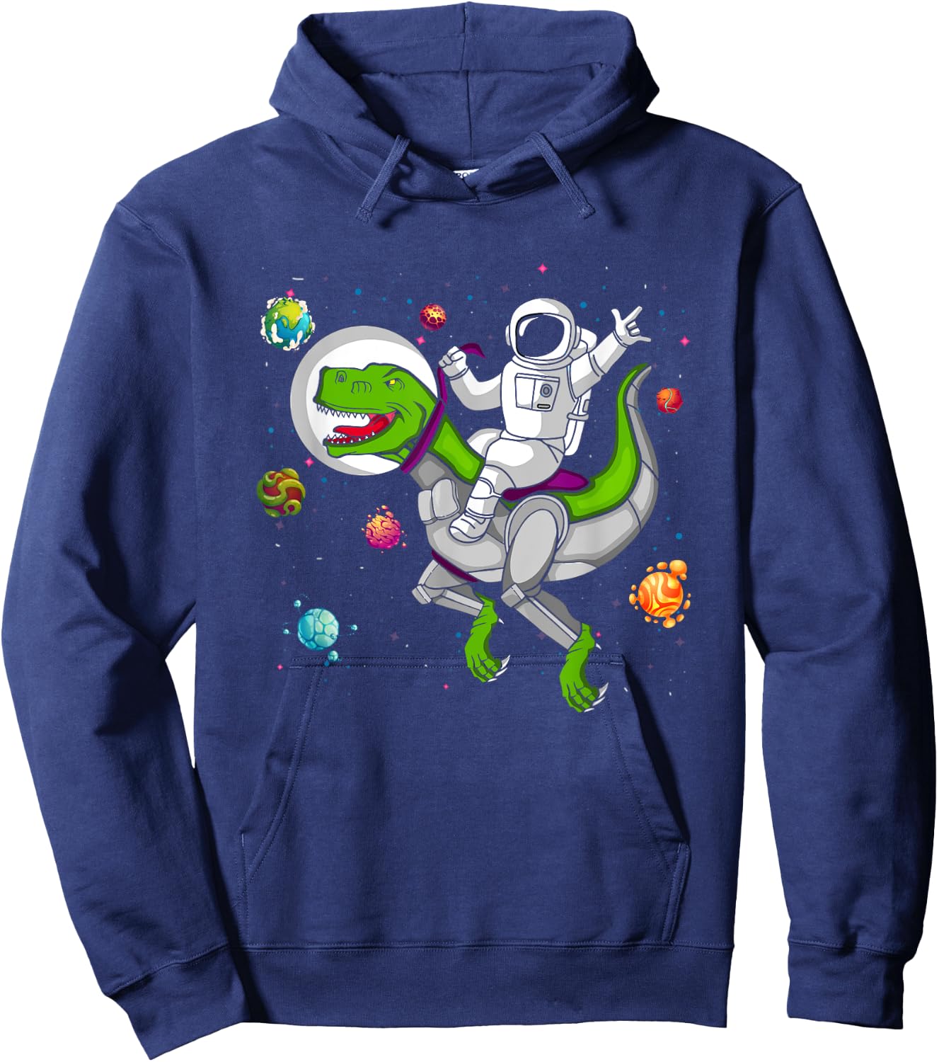 Astronaut Riding T Rex Dinosaur OuterSpace Galaxy Hoodie - Hoodie | Navy
