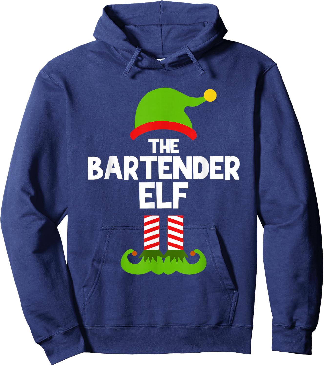 Funny The Bartender Elf Christmas Family Party Pajama Hoodie - Hoodie | Navy