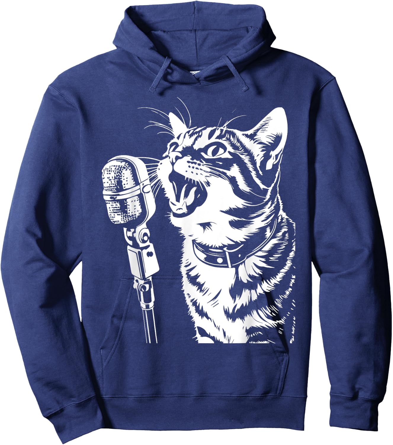 Cat Singing with Microphone Cats Singer Women Hoodie - Hoodie | Navy
