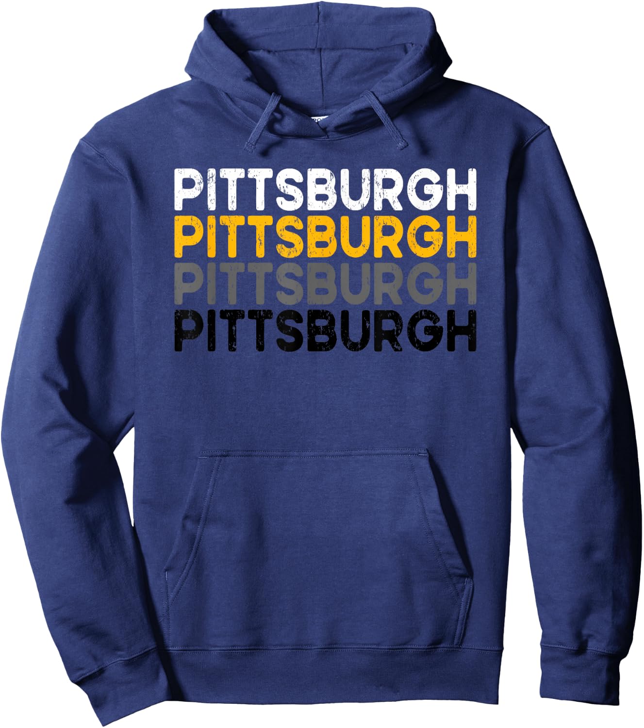 Pittsburgh 412 Pride Love Yinzer Faded PA Letters PGH Hoodie - Hoodie | Navy