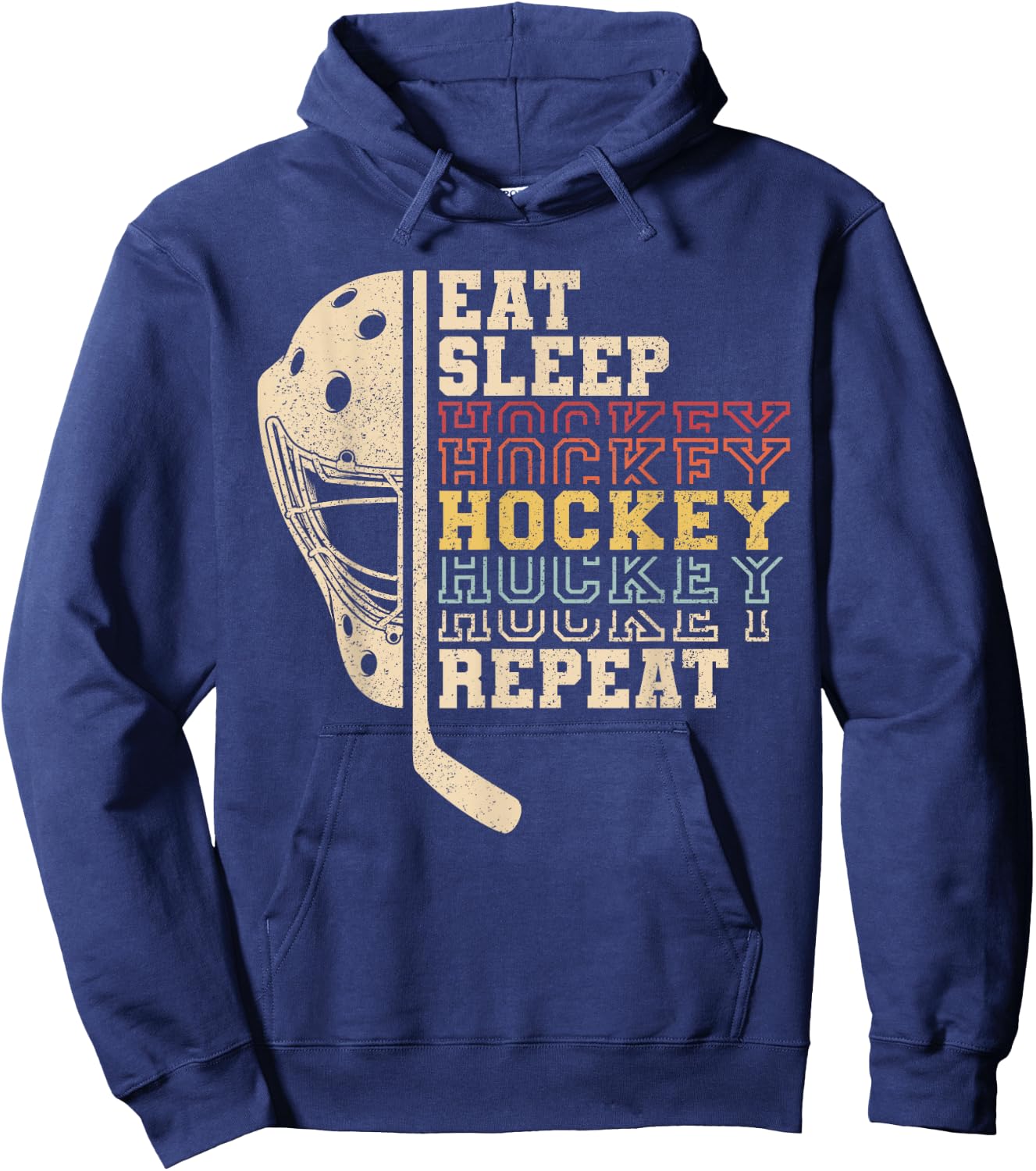 Eat Sleep Hockey Repeat Men Boys Kid Funny Ice Hockey Player Hoodie - Hoodie | Navy