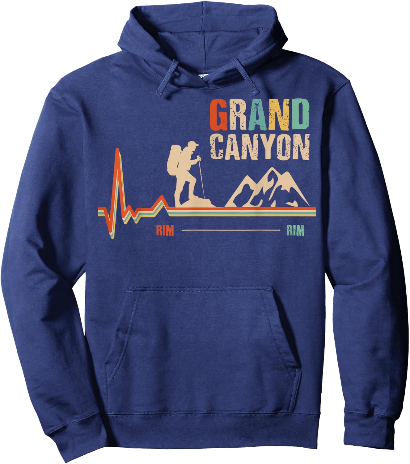 Grand Canyon National Park - Rim - Rim - Retro Hiking Hoodie - Hoodie | Navy
