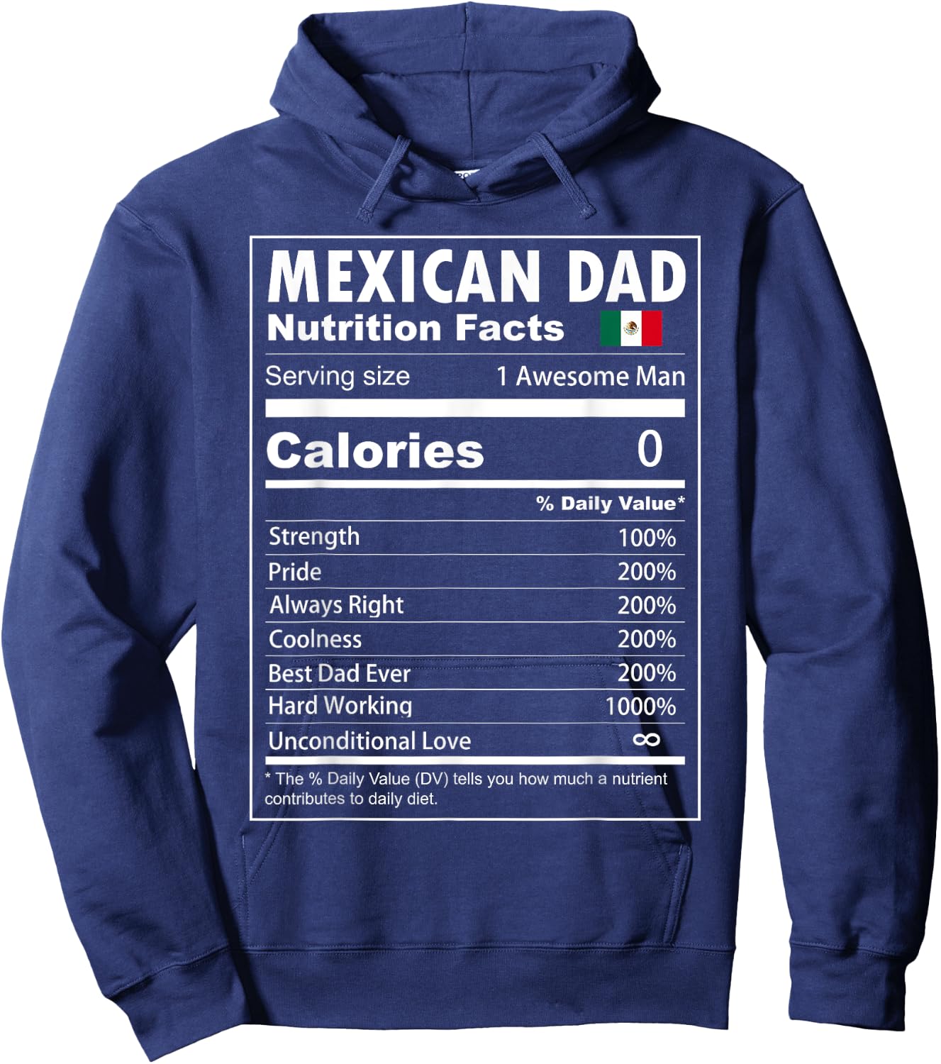 Mexican Dad Nutrition Facts Proud Mexican Father Hoodie - Hoodie | Navy