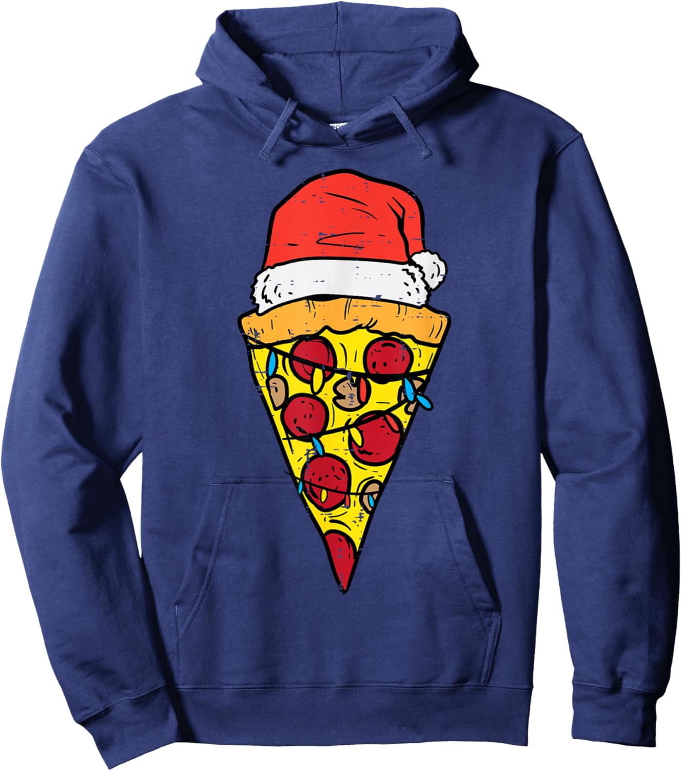 Christmas Pizza Slice Santa Funny Xmas Food Men Women Kids Hoodie - Hoodie | Navy