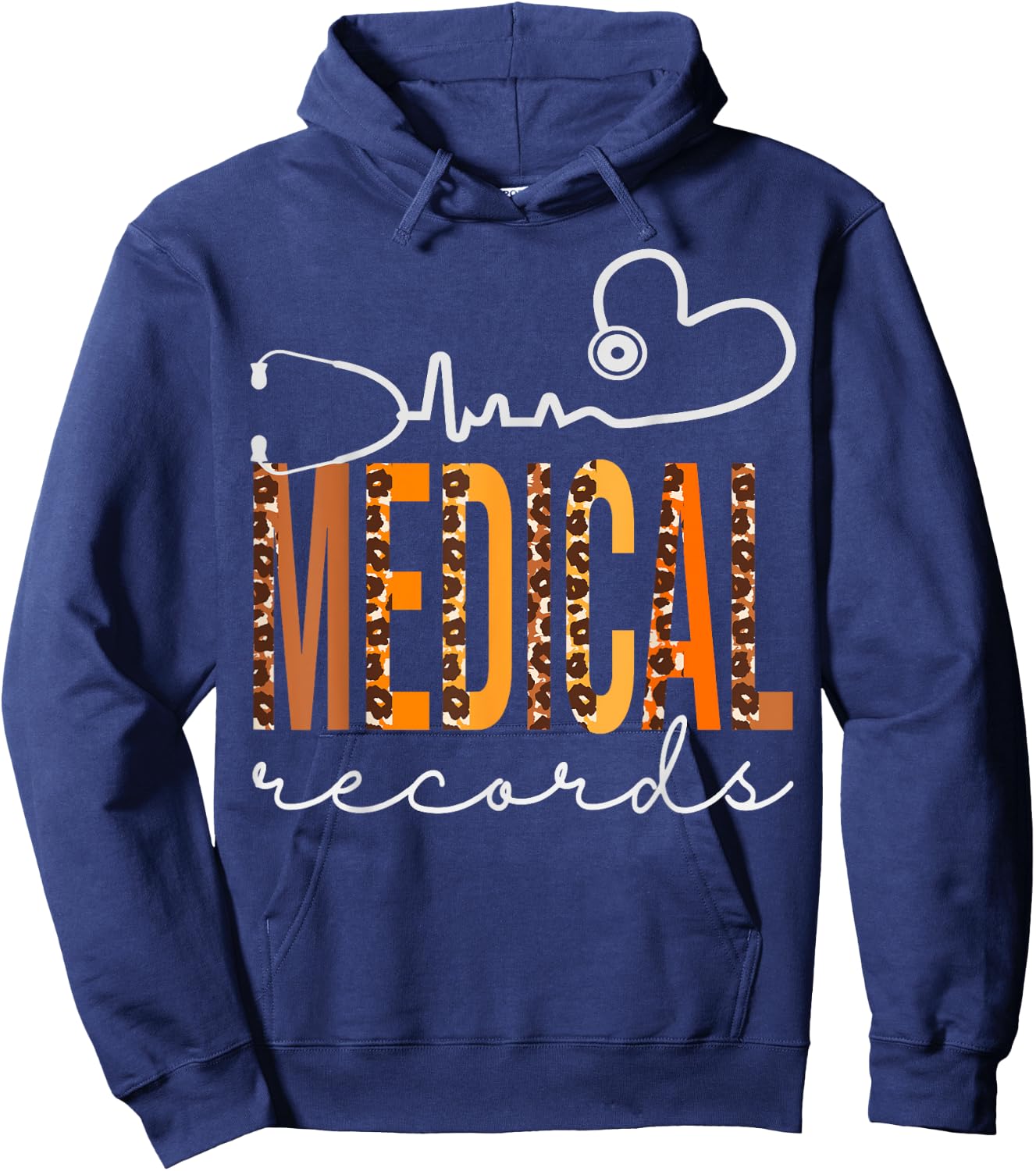 Medical Records Leopard Heartbeat Appreciation Women Fall Hoodie - Hoodie | Navy