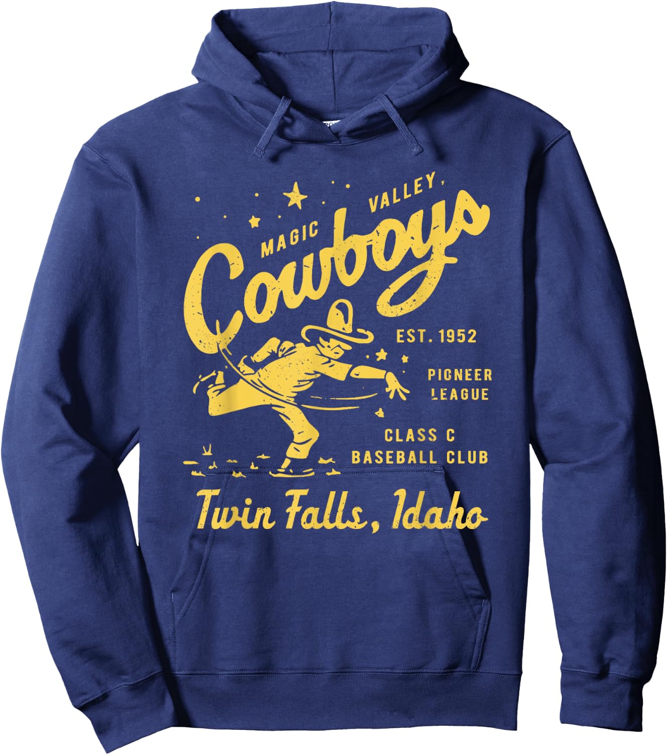 Twin Falls Magic Valley Cowboys Idaho Defunct Baseball Hoodie - Hoodie | Navy