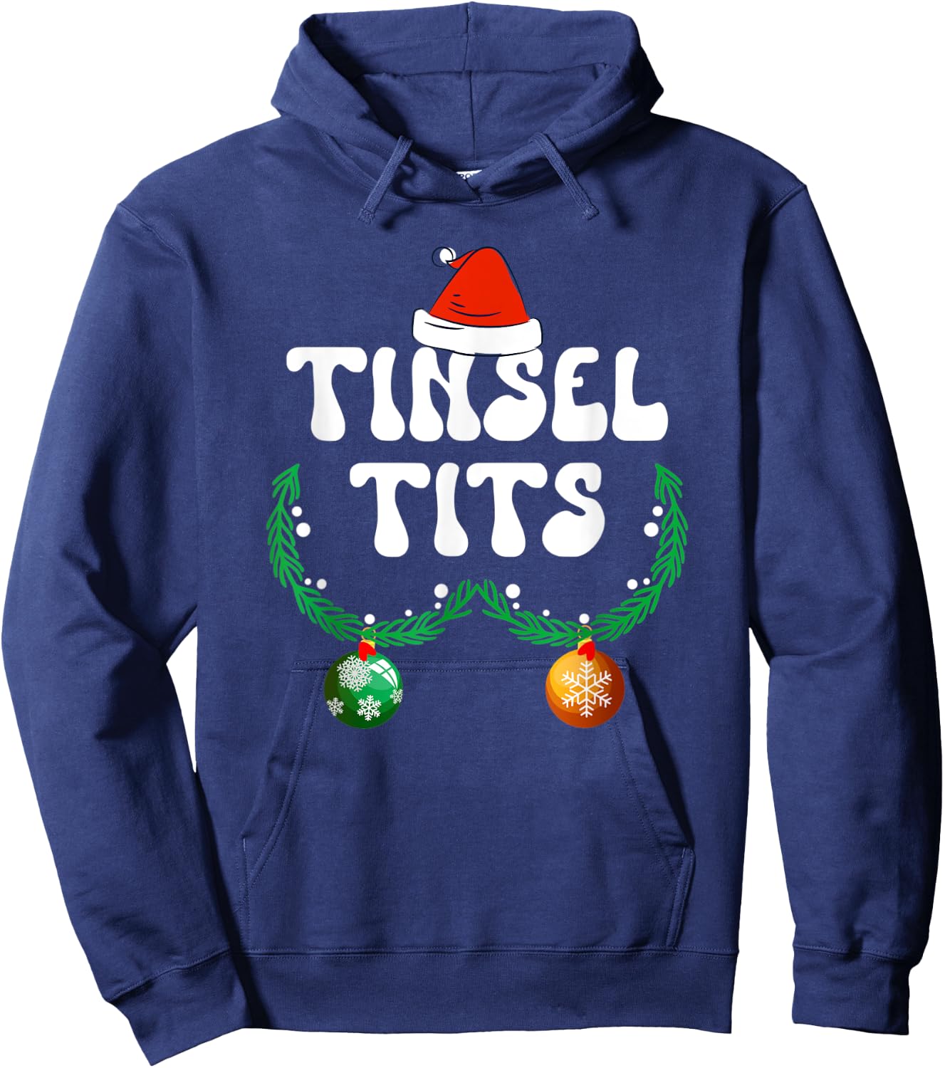 Jingle Balls Tinsel Tits Couple Chestnuts Christmas Pajamas Hoodie - Hoodie | Navy