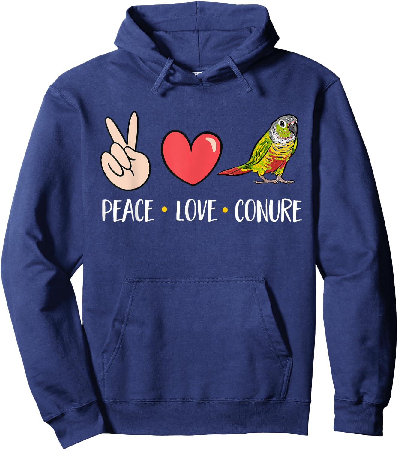 Green Cheek Conure Peace Love Conure Parrot Bird Conure Hoodie - Hoodie | Navy