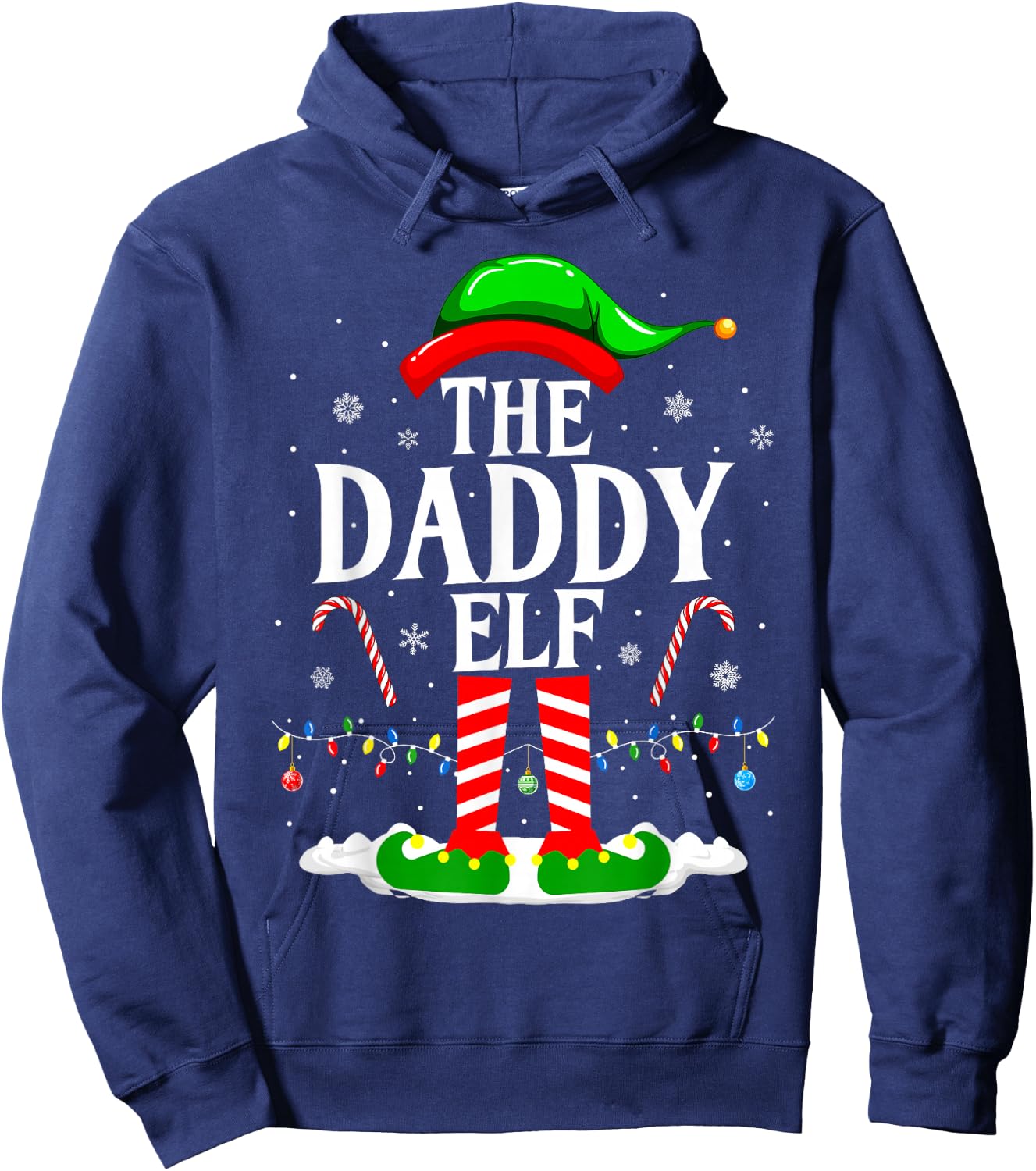 The Daddy Elf Funny Xmas Elf Matching Family Christmas Hoodie - Hoodie | Navy