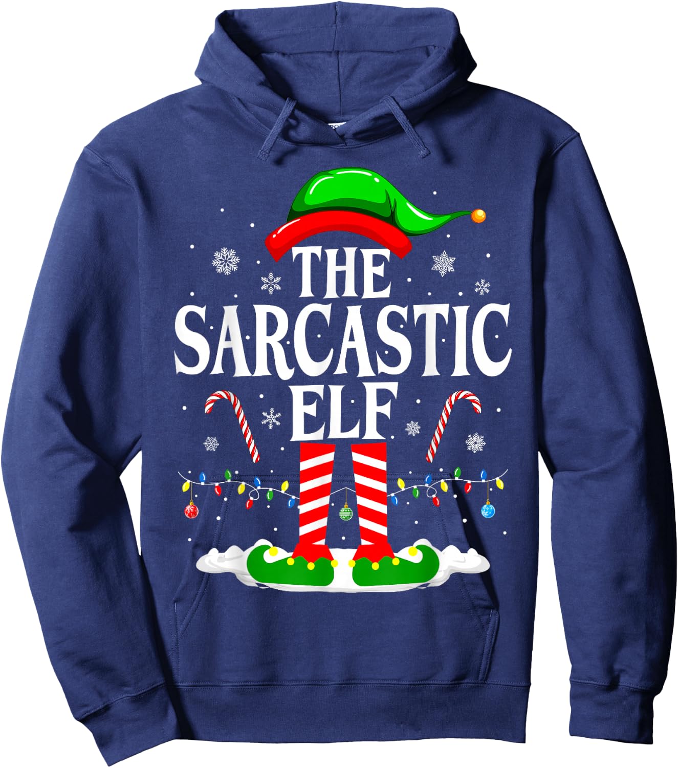 The Sarcastic Elf Xmas Funny Matching Family Group Christmas Hoodie - Hoodie | Navy