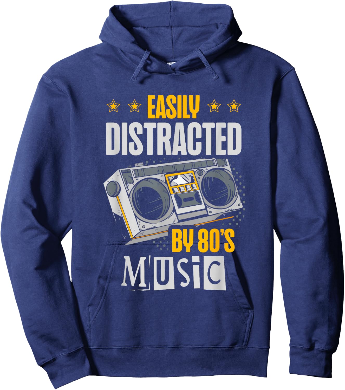 Easily Distracted By 80's Music Eighties 1980 80s Party Hoodie - Hoodie | Navy