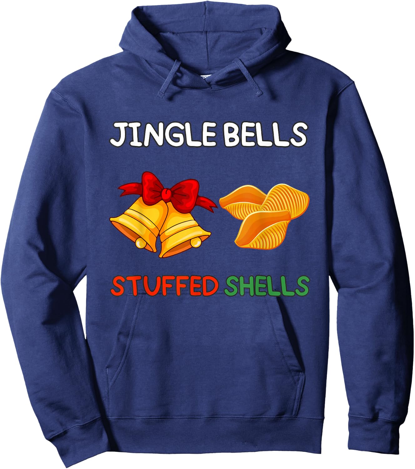 Jingle Bells Stuffed Shells Christmas Cute Funny Pasta Hoodie - Hoodie | Navy
