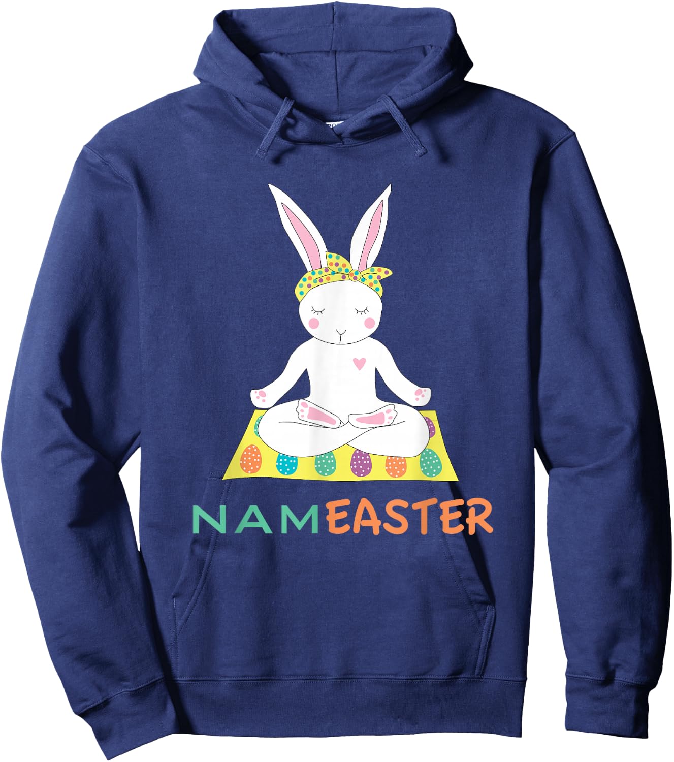 Funny Easter Bunny Doing Yoga Namaste Hoodie - Hoodie | Navy