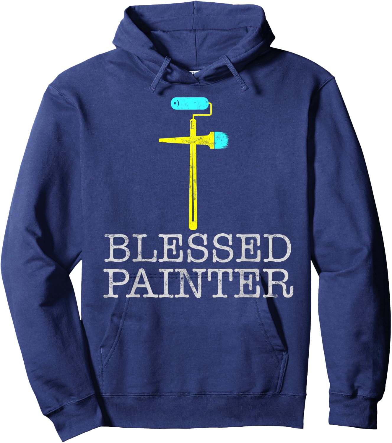 Blessed House Painter and Decorator Christian Painting Dad Hoodie - Hoodie | Navy