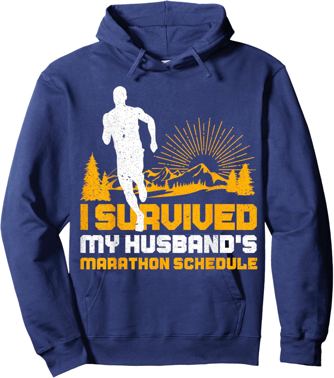 Wife Of Marathon Runner Funny Running Run Athlete Gag Outfit Hoodie - Hoodie | Navy