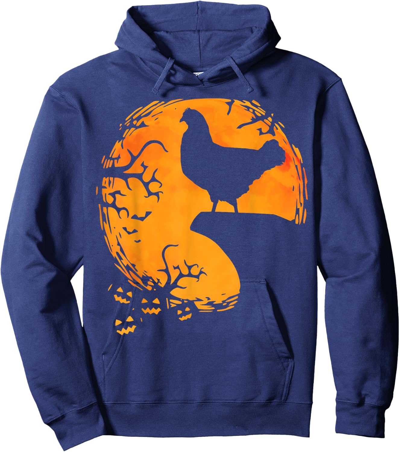 Funny Chicken Halloween Moon Silhouette Spooky Chicken Lover Hoodie - Hoodie | Navy