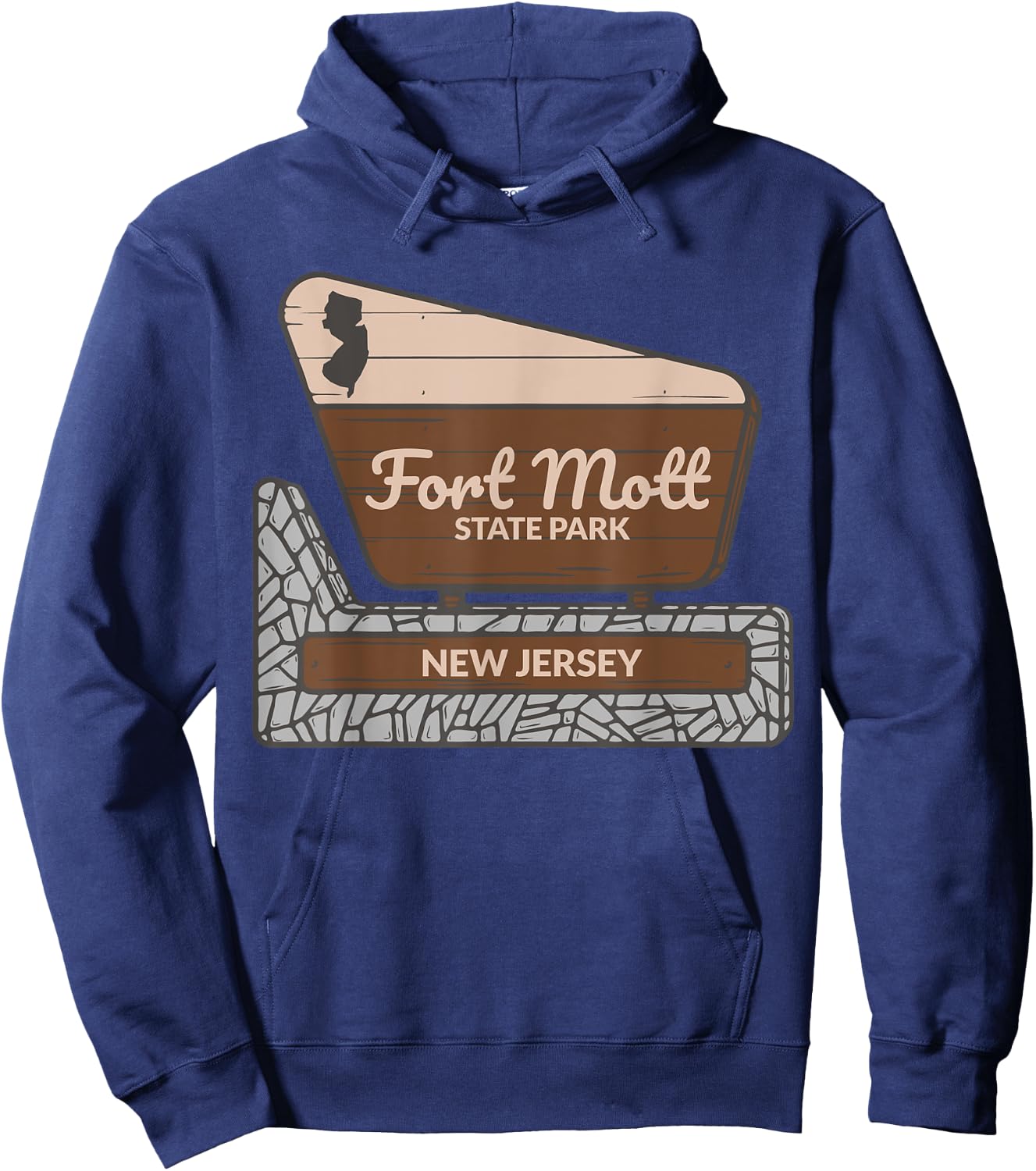 Fort Mott State Park New Jersey Welcome Sign Souvenir Hoodie - Hoodie | Navy