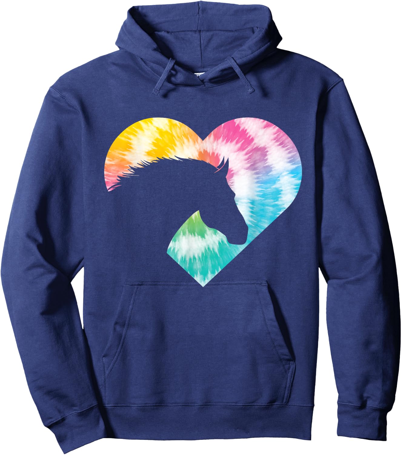 Tie Dye Horse Heart Shaped - Animal Lover Horseback Rider Hoodie - Hoodie | Navy