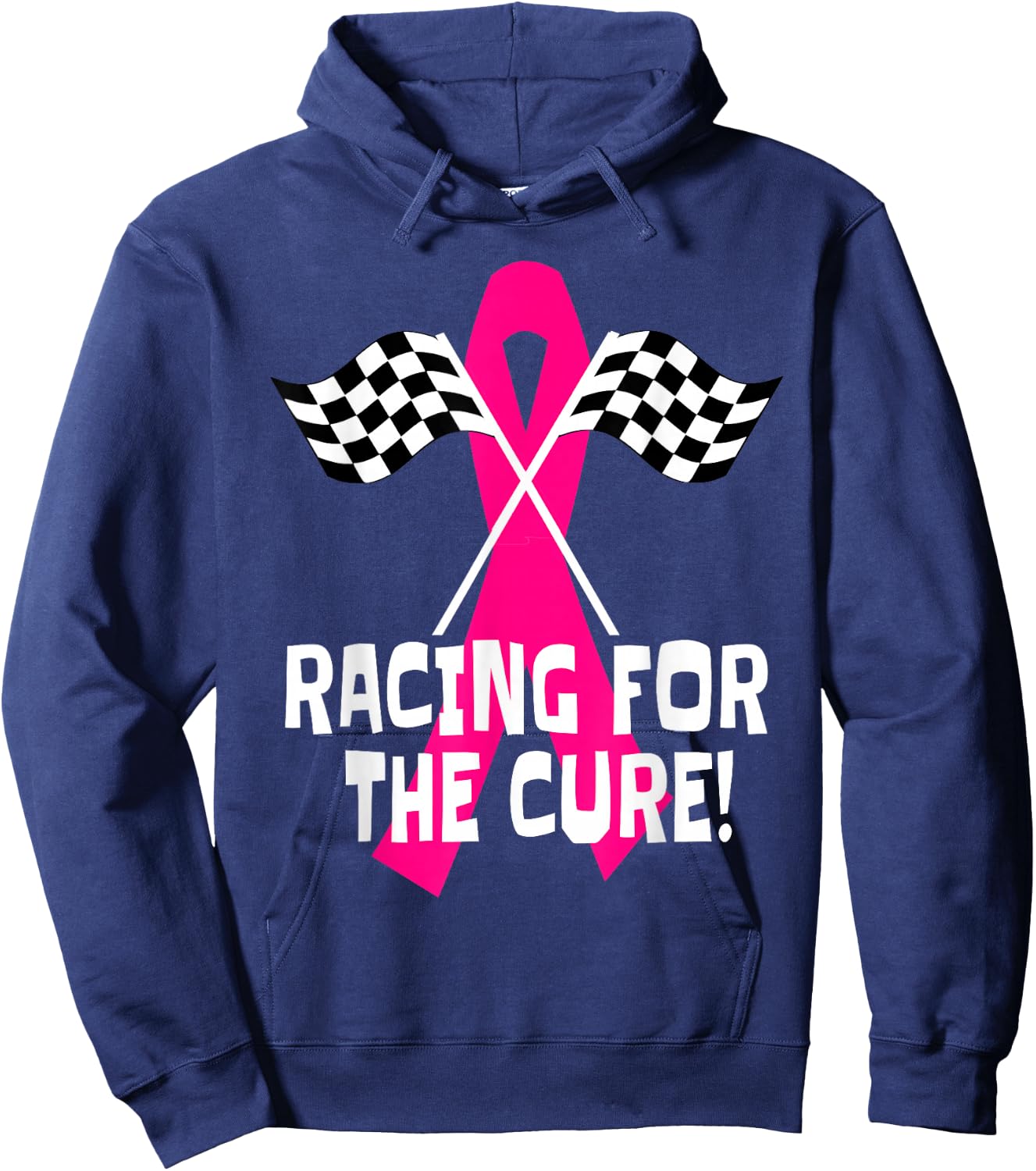 Car Races Racing For a Cure Pink Ribbon Breast Cancer Hoodie - Hoodie | Navy