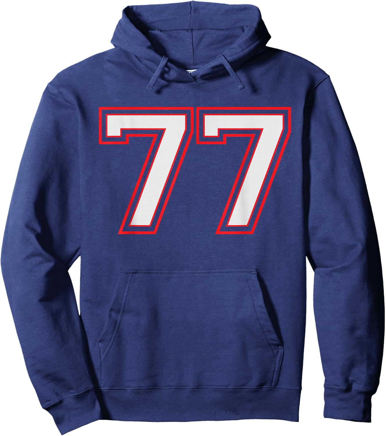 Red Number 77 Sports Player Jersey Fun Game Winner #77 Lucky Hoodie - Hoodie | Navy