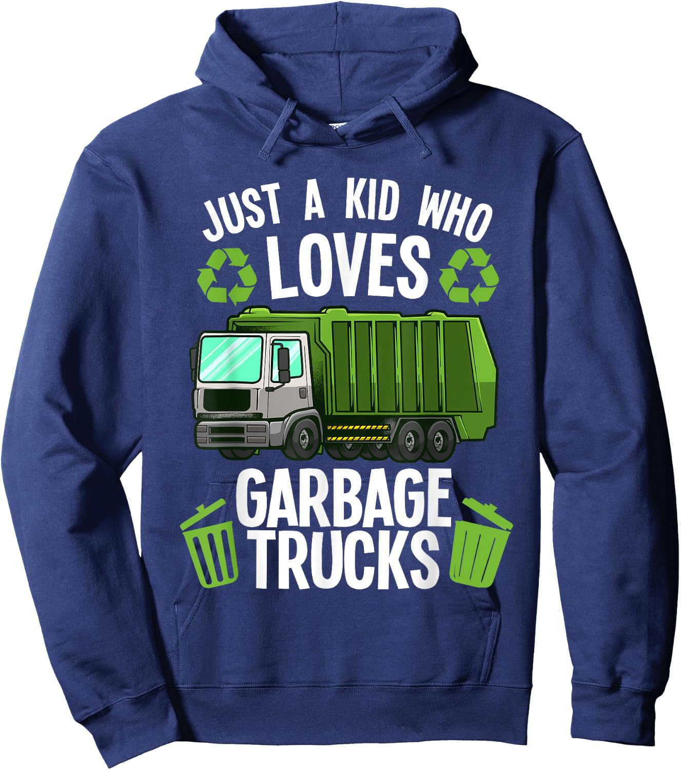 Funny Garbage Truck Art Boys Girls Kids Toddler Trash Truck Hoodie - Hoodie | Navy