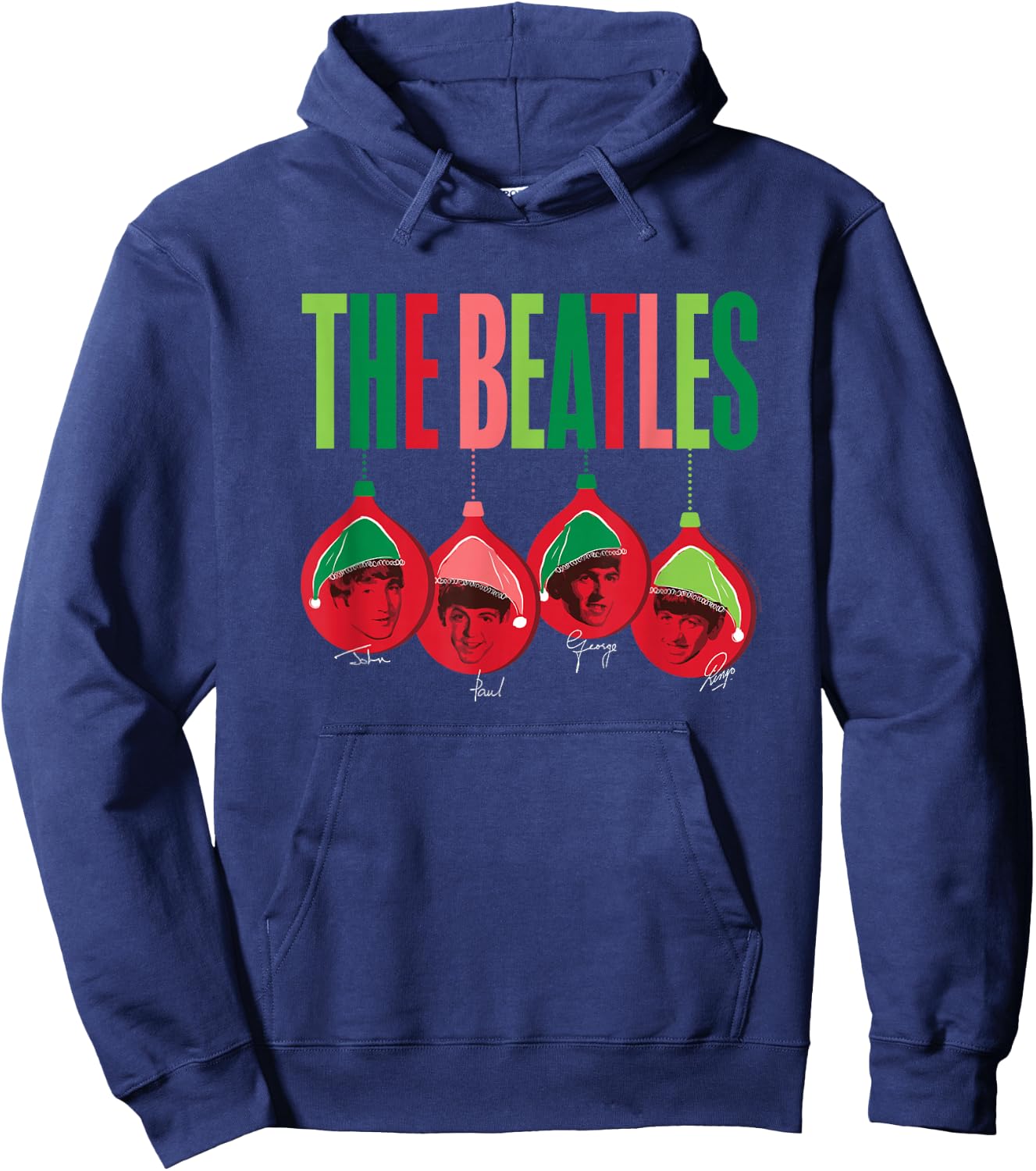 The Beatles - Christmas Santa Ornaments with Band Members Hoodie - Hoodie | Navy