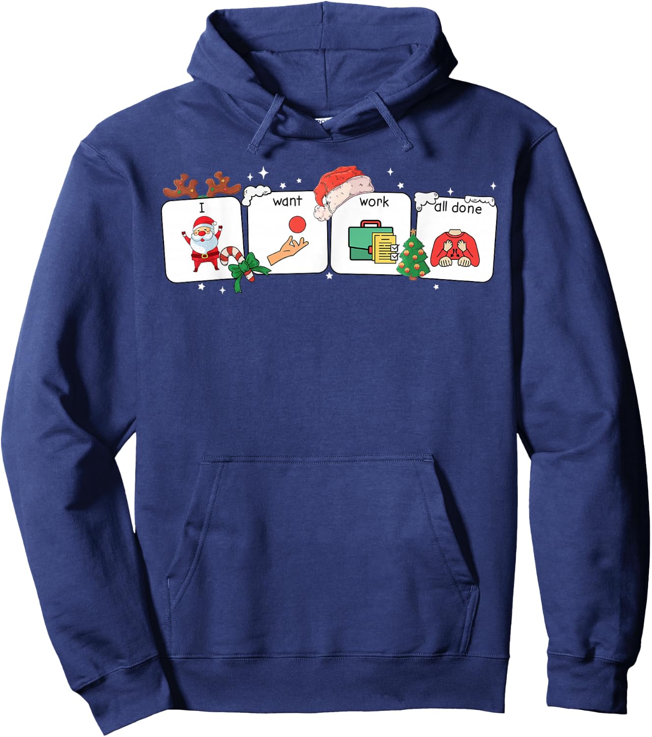 Christmas Santa Special Education Funny SPED Teacher Xmas PJ Hoodie - Hoodie | Navy